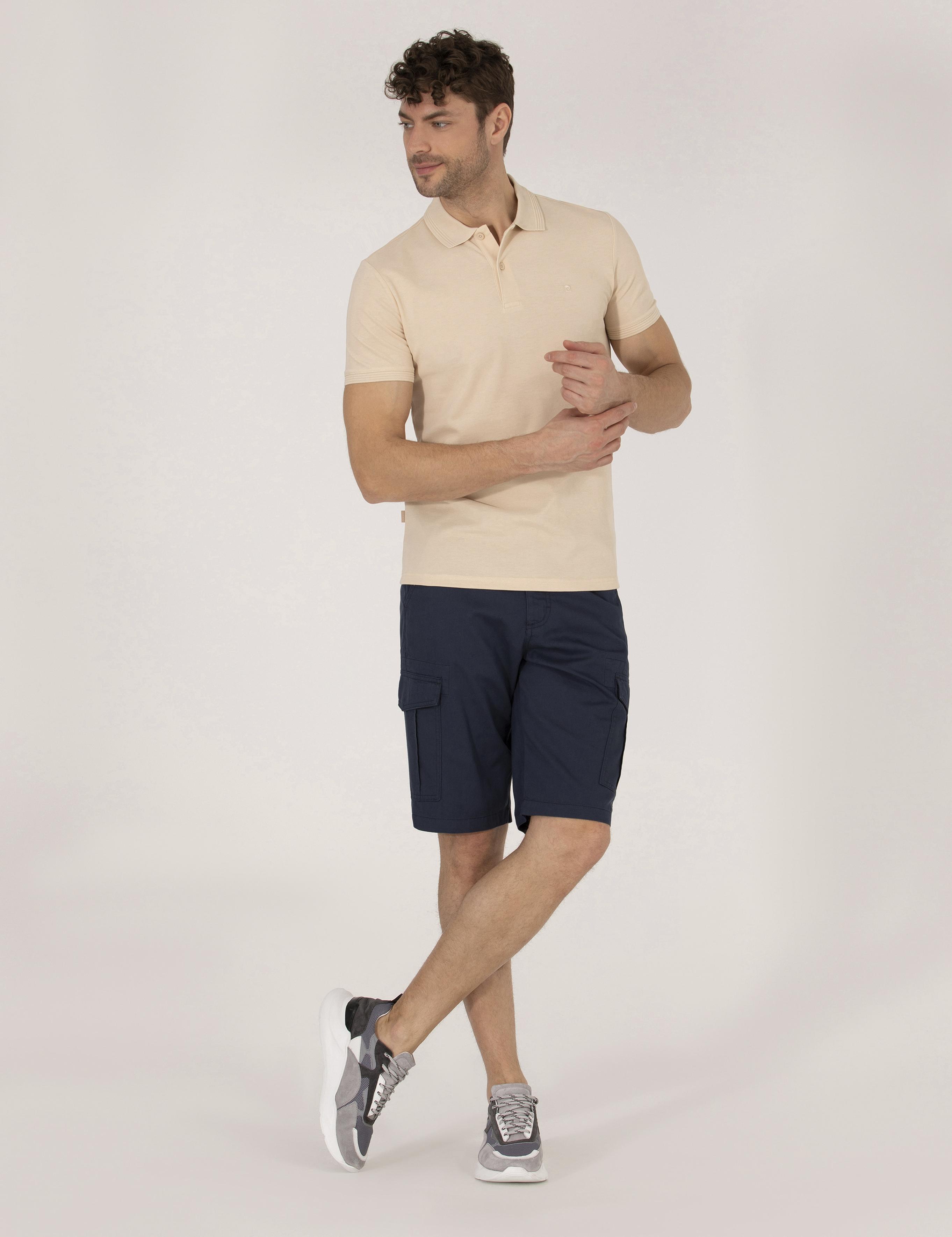 Bej Slim Fit Polo Yaka Basic Tişört