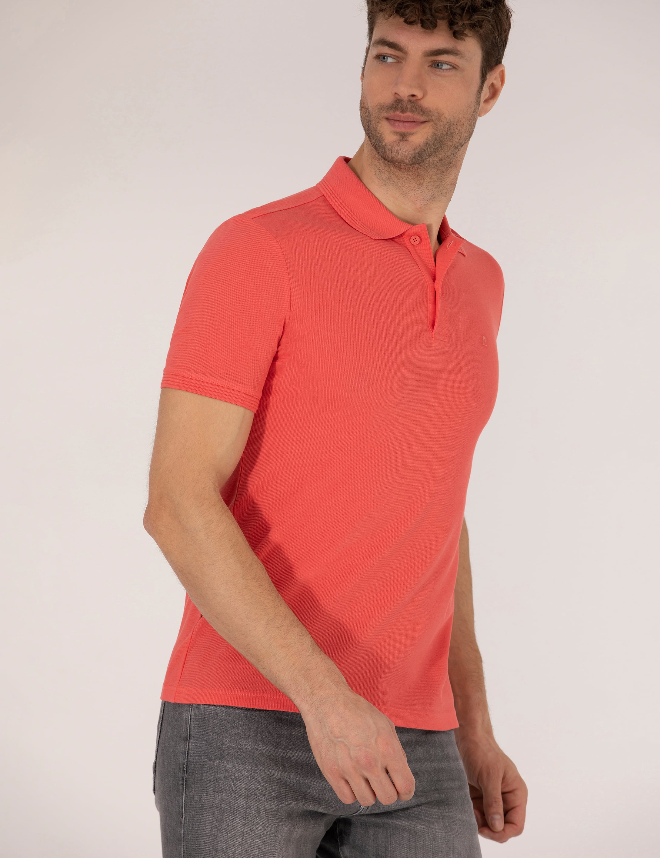 Pembe Slim Fit Polo Yaka Basic Tişört - Image 3