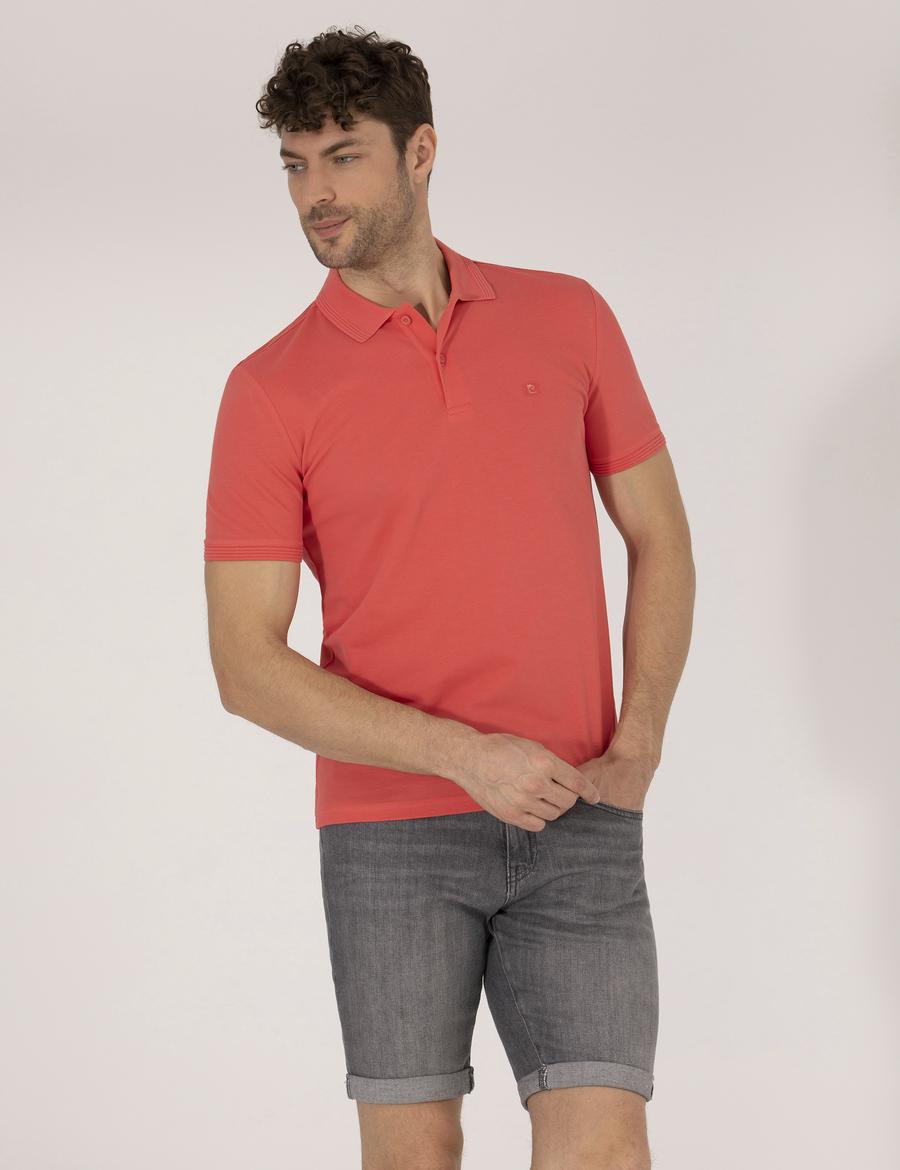 Pembe Slim Fit Polo Yaka Basic Tişört