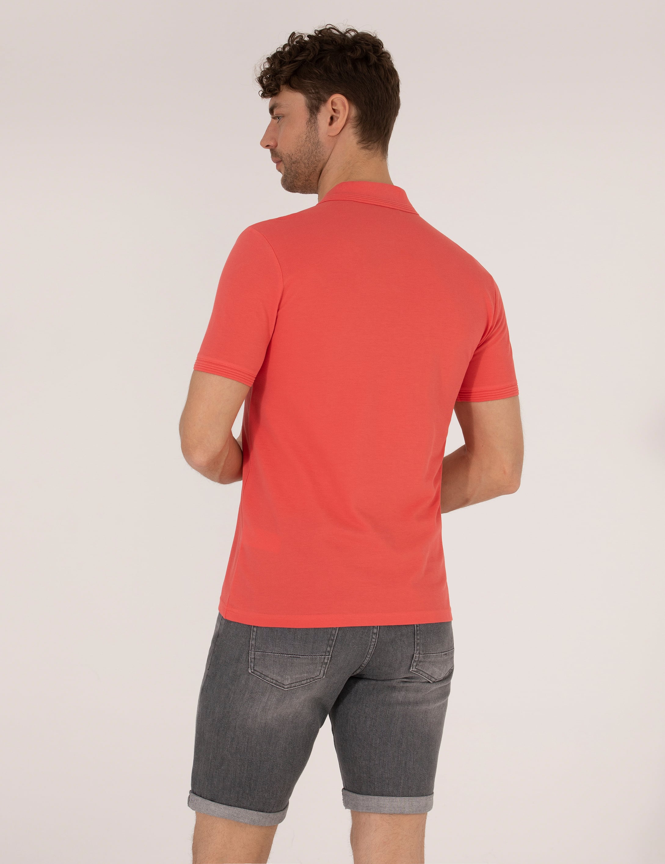 Pembe Slim Fit Polo Yaka Basic Tişört