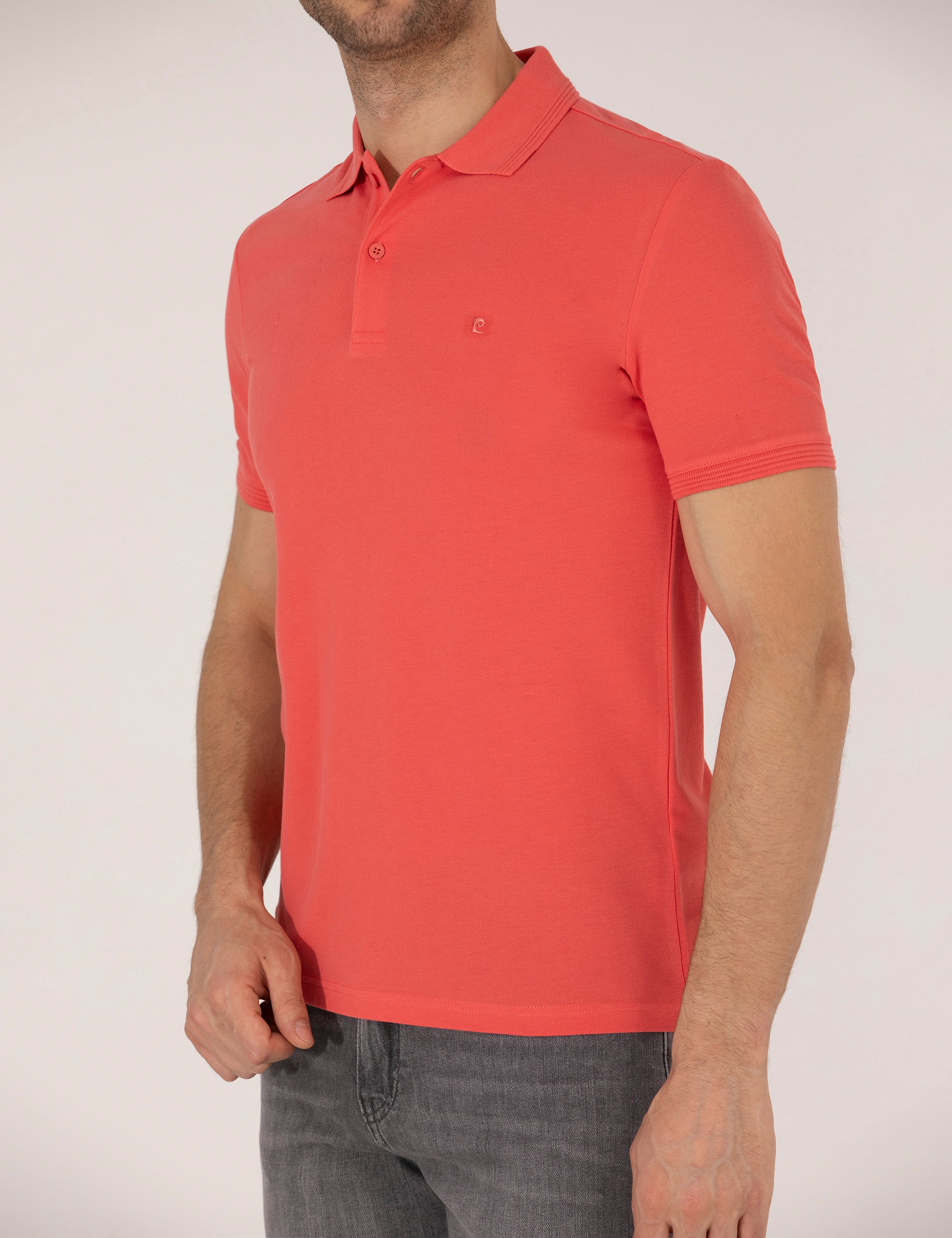 Pembe Slim Fit Polo Yaka Basic Tişört - Image 6