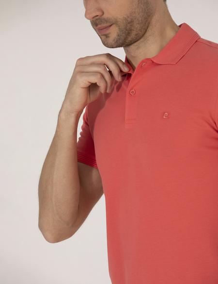 Pembe Slim Fit Polo Yaka Basic Tişört - 50269606213