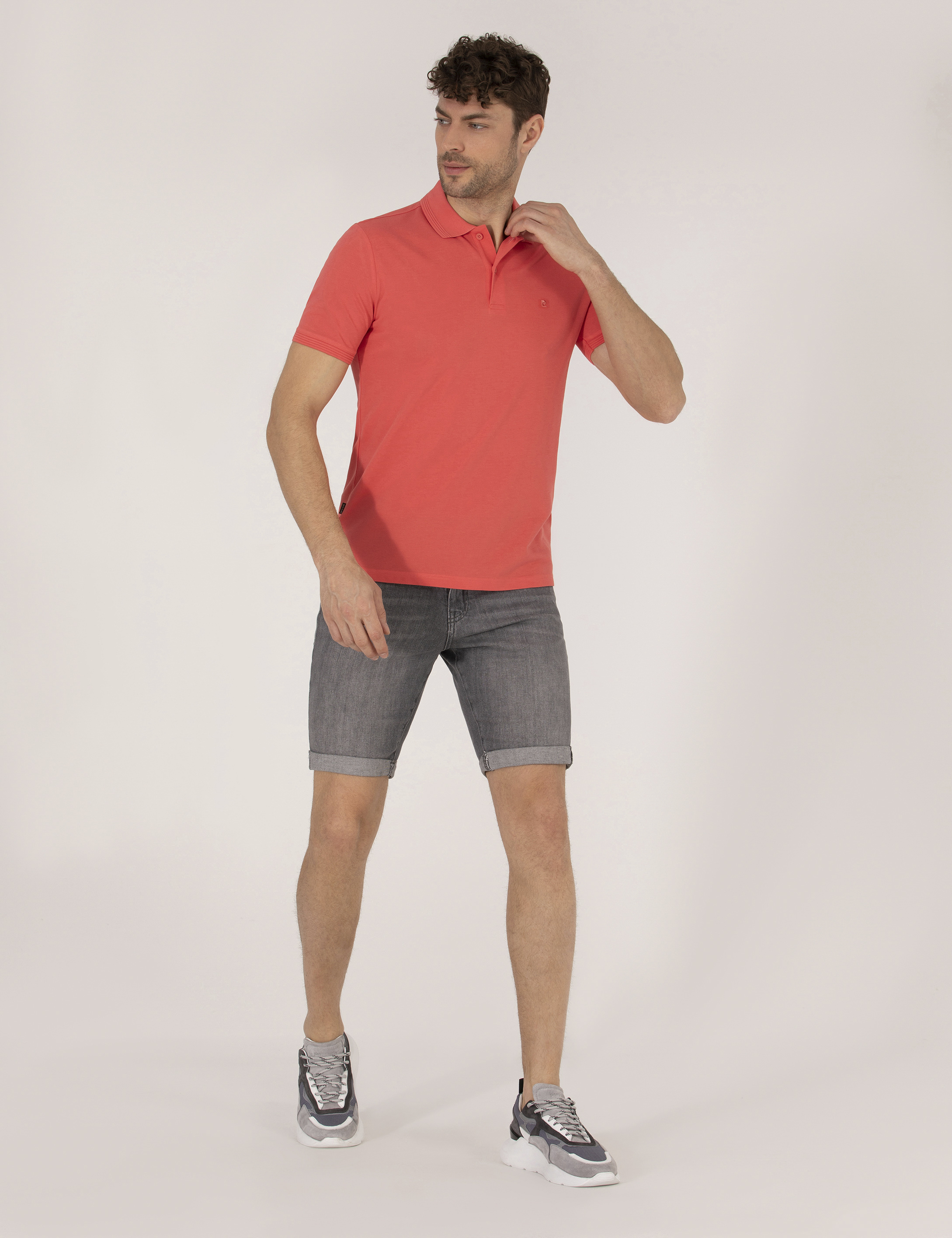 Pembe Slim Fit Polo Yaka Basic Tişört