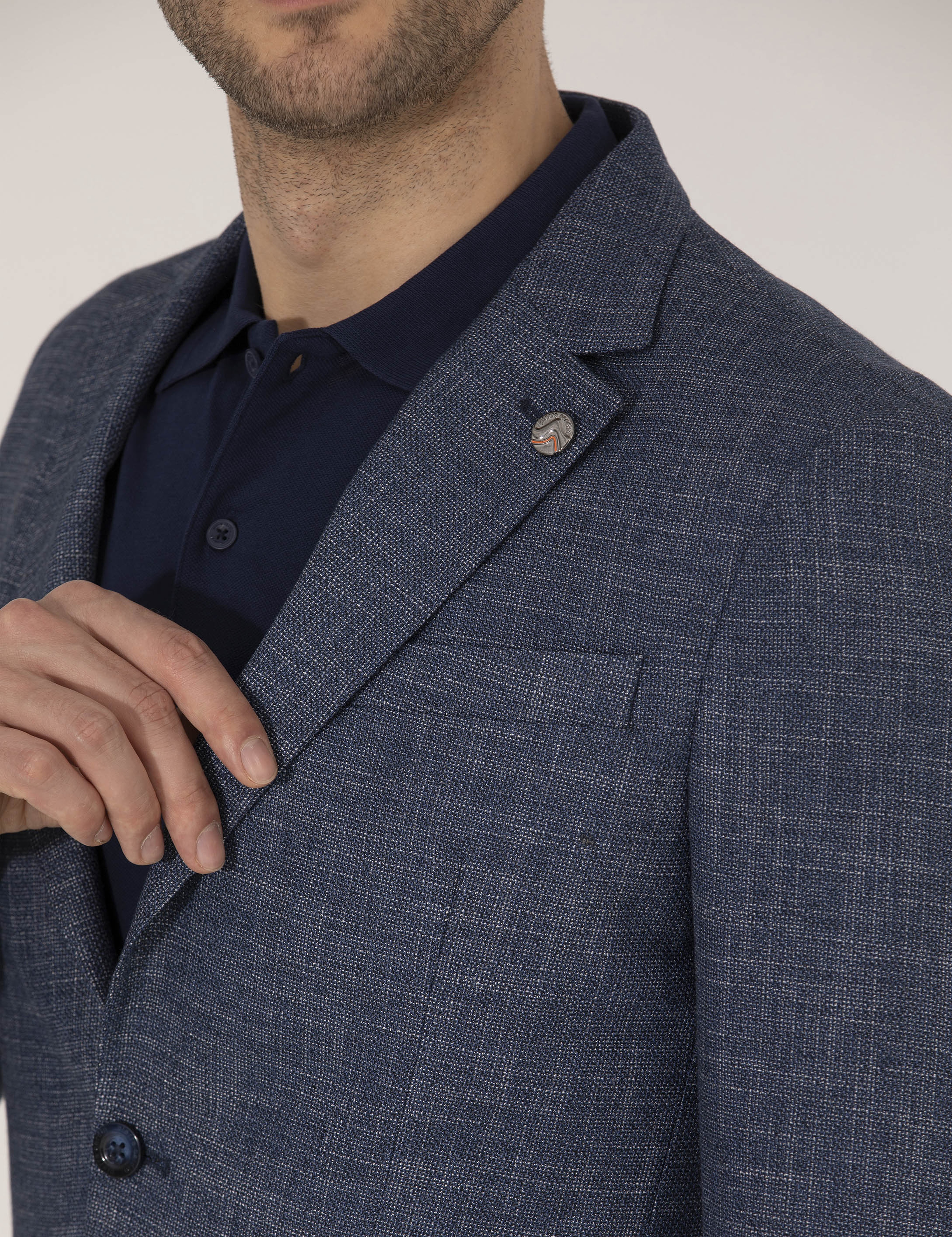 Açık Lacivert Slim Fit Ceket - Image 7