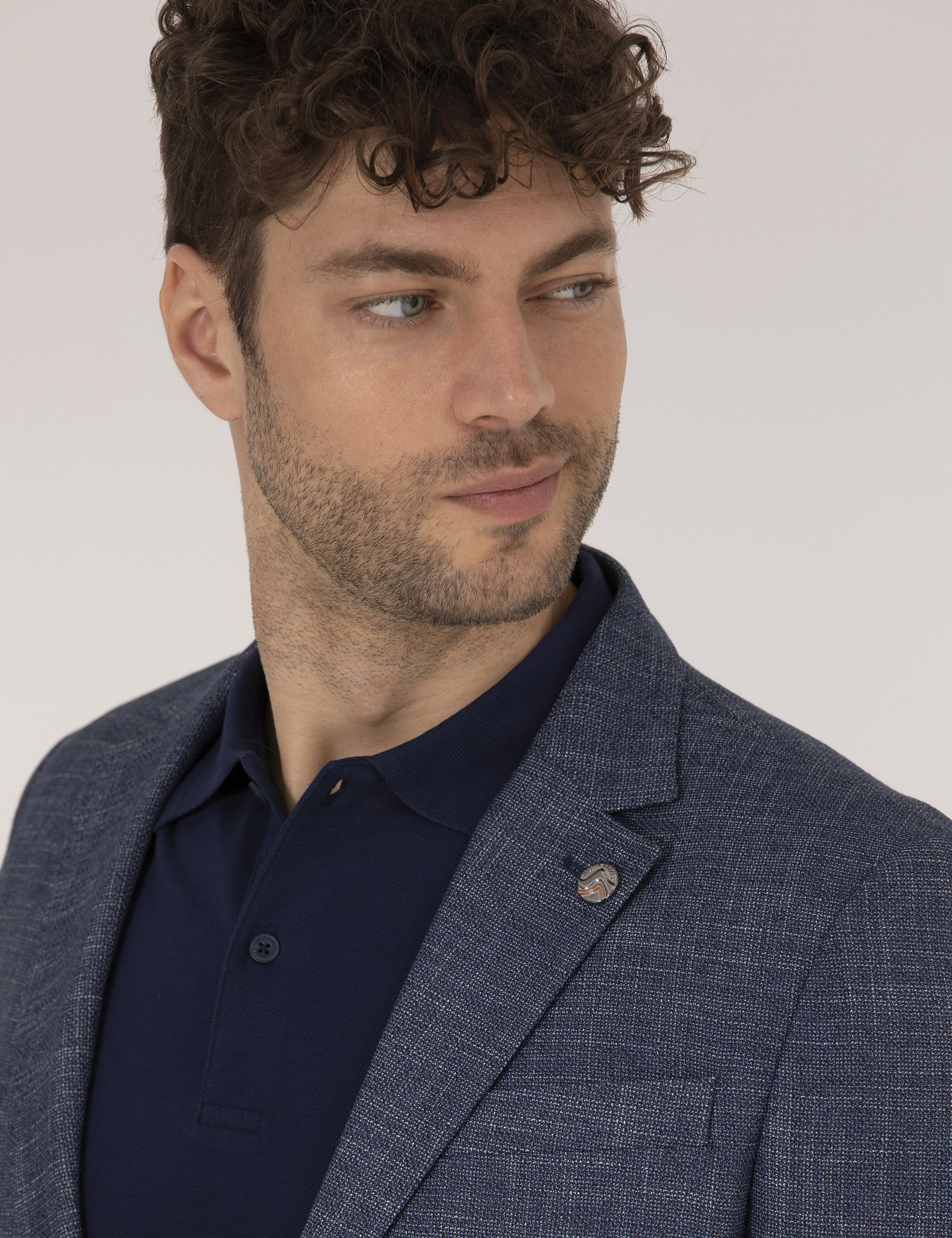 Açık Lacivert Slim Fit Ceket - Image 3