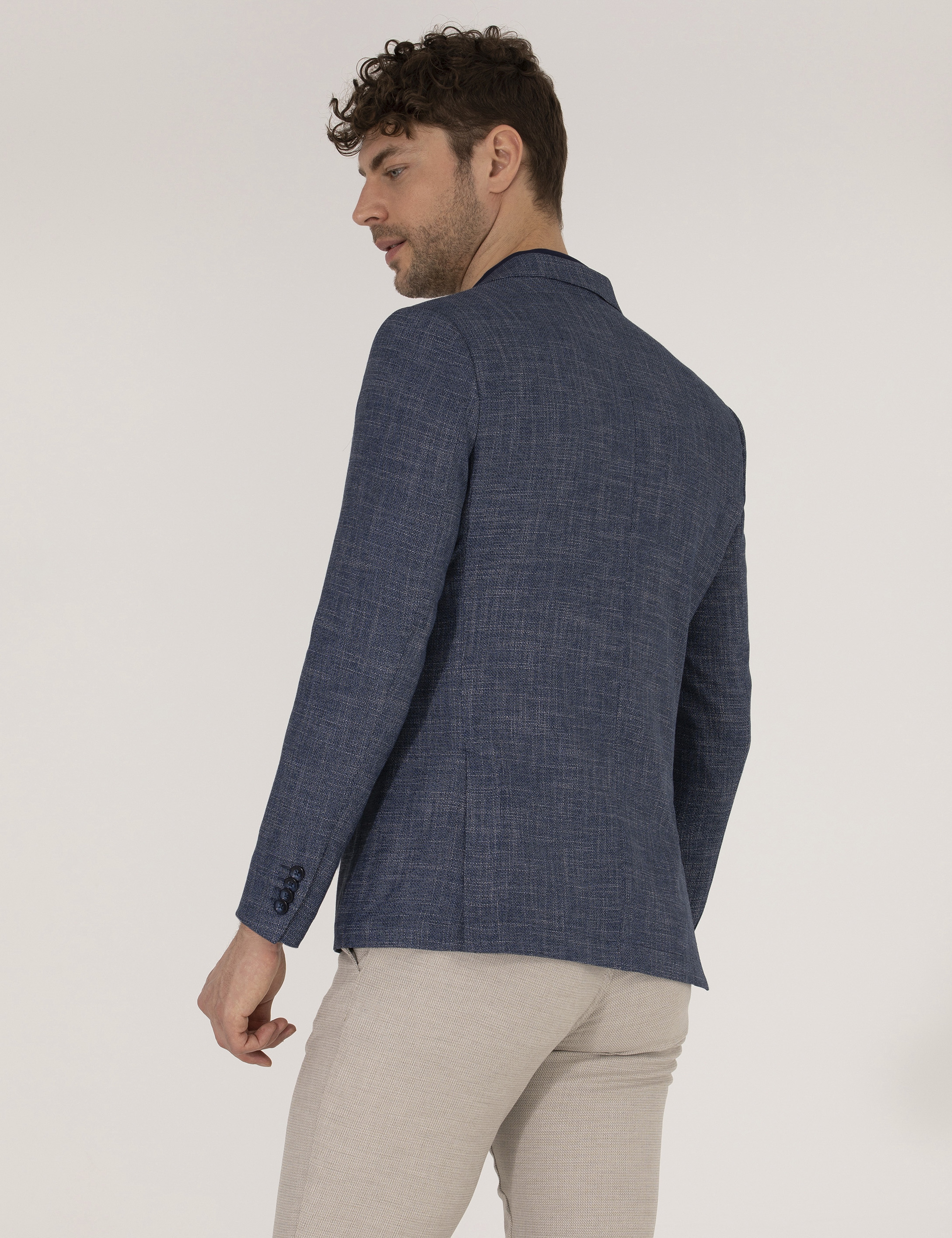 Açık Lacivert Slim Fit Ceket - Image 5