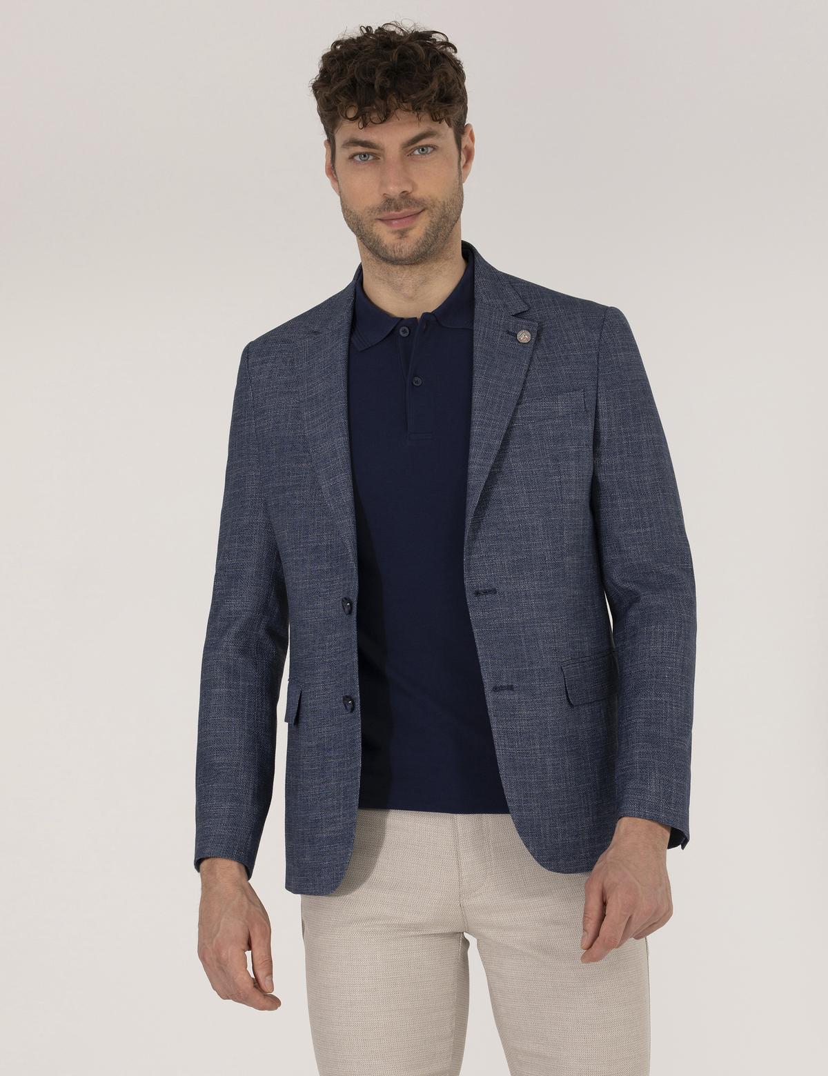 Açık Lacivert Slim Fit Ceket