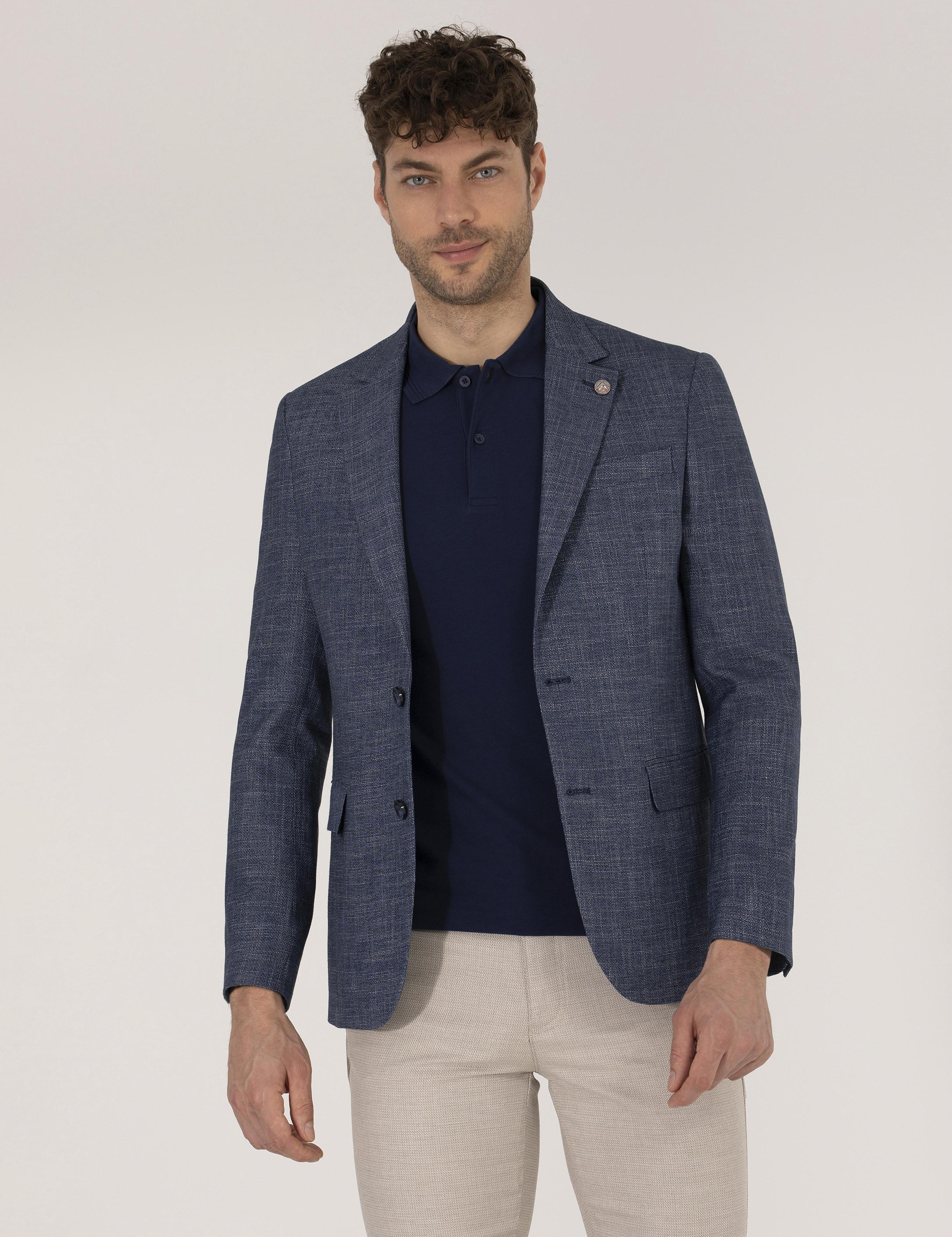 Açık Lacivert Slim Fit Ceket
