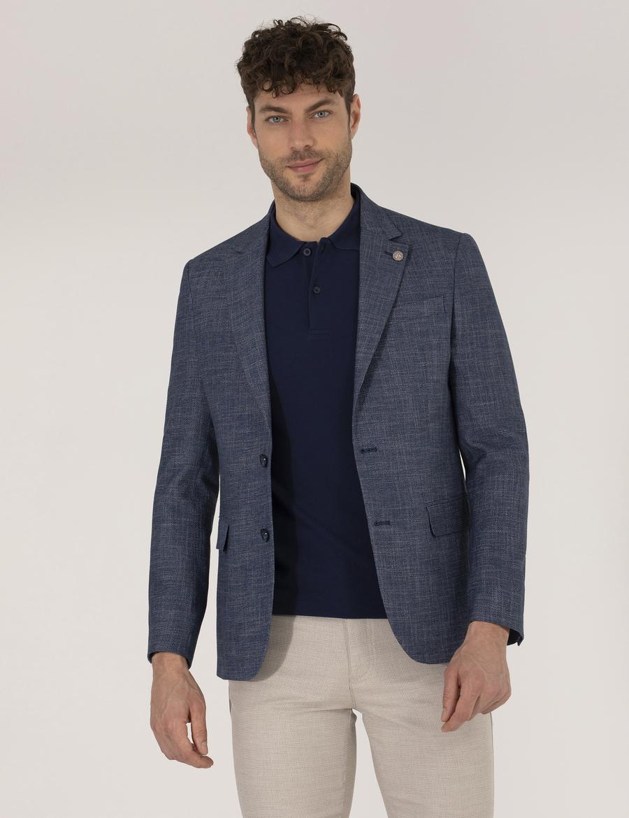 Açık Lacivert Slim Fit Ceket