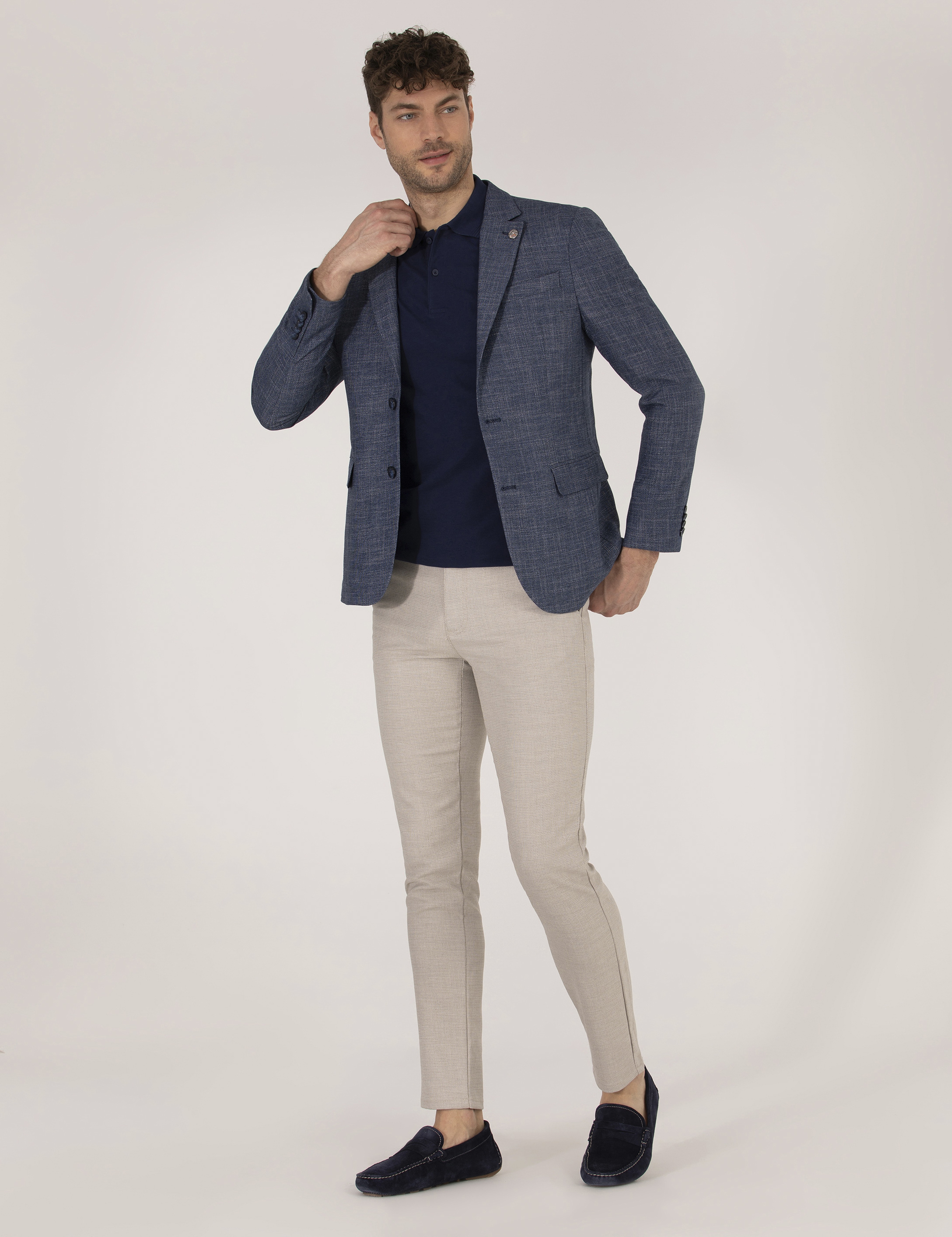 Açık Lacivert Slim Fit Ceket - Image 4