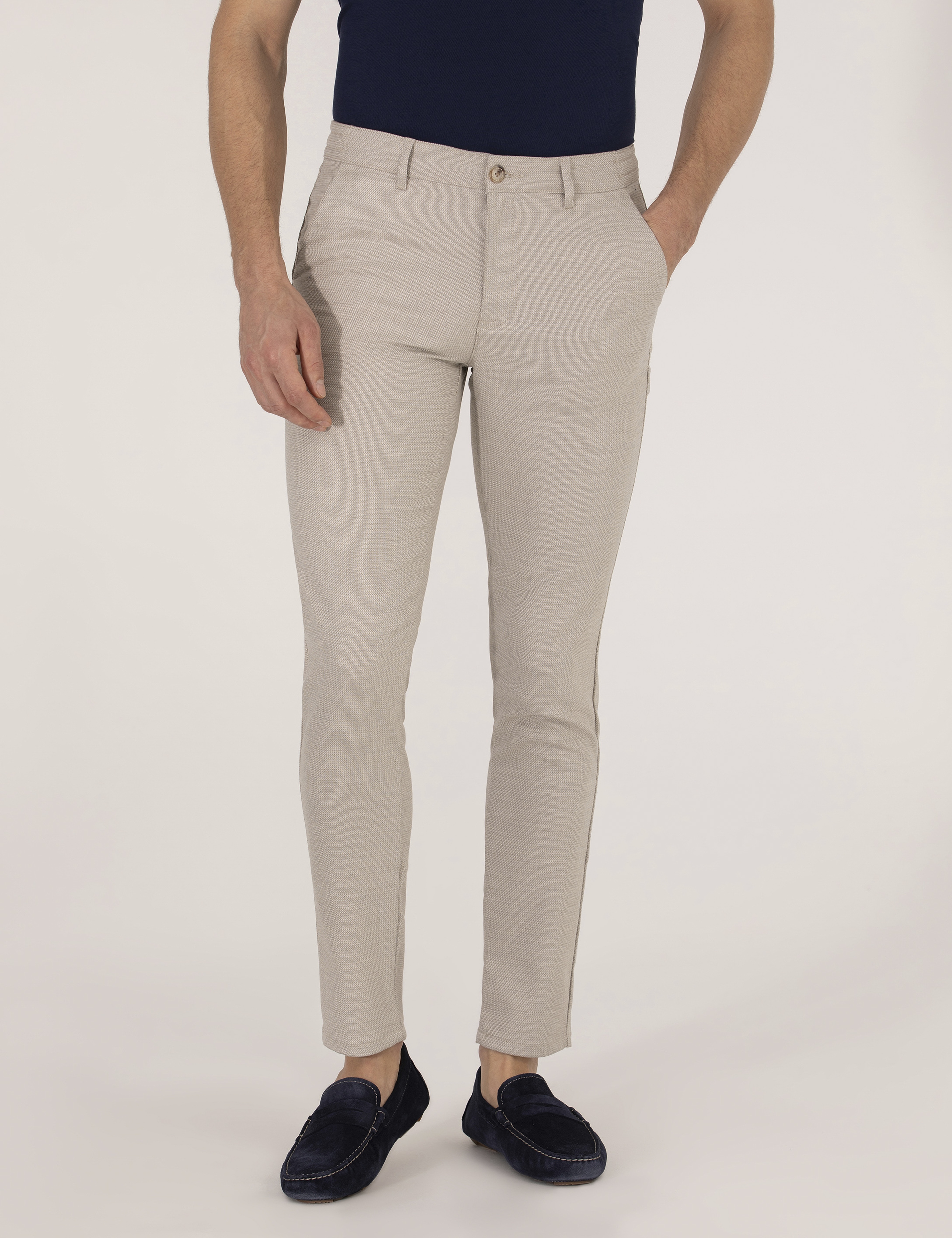 Vizon Slim Fit Beli Lastikli Chino Pantolon