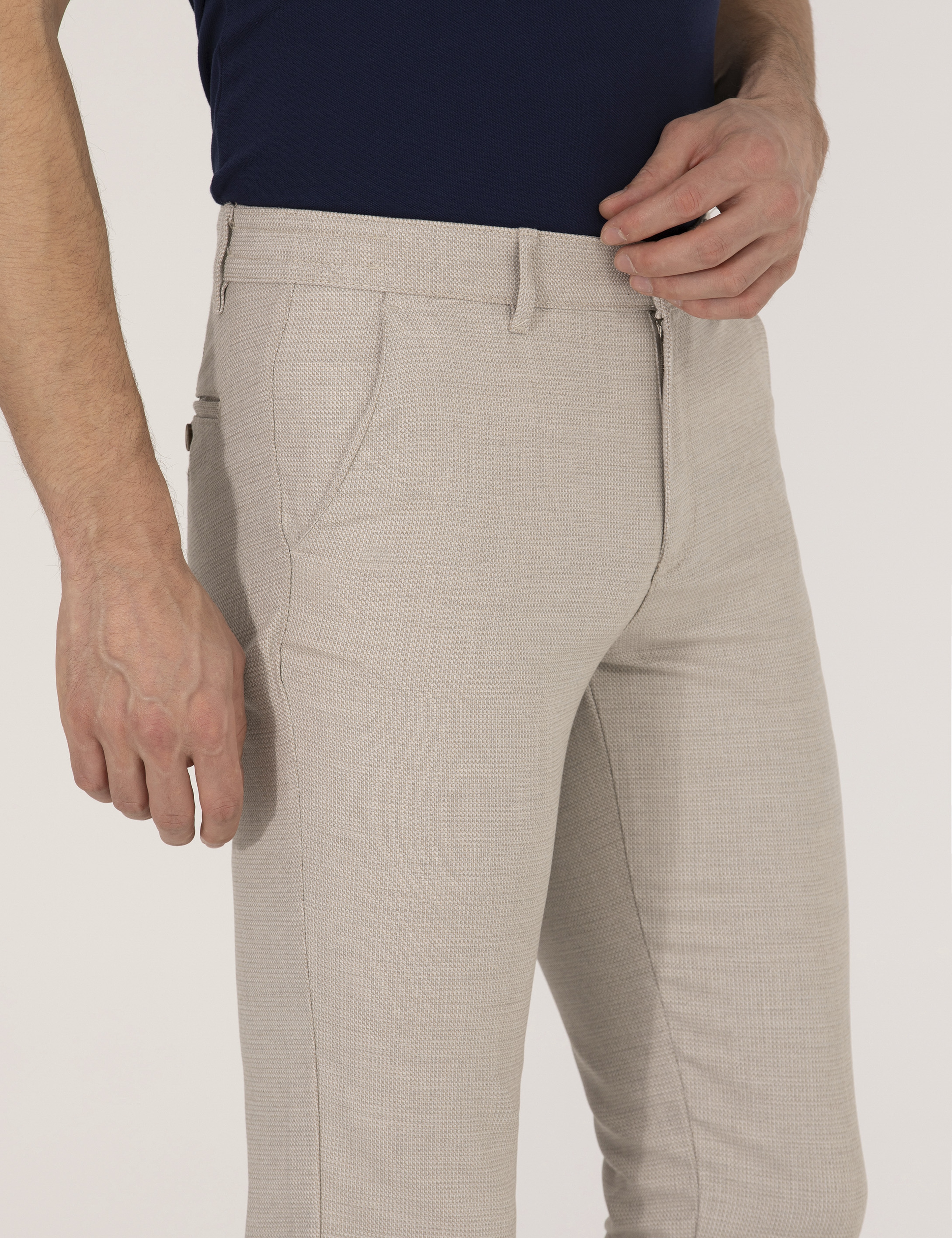 Vizon Slim Fit Beli Lastikli Chino Pantolon - Image 2