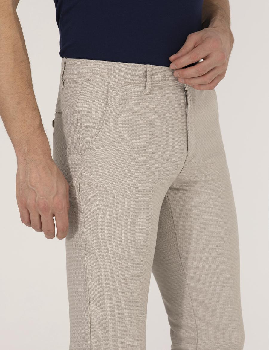 Vizon Slim Fit Beli Lastikli Chino Pantolon