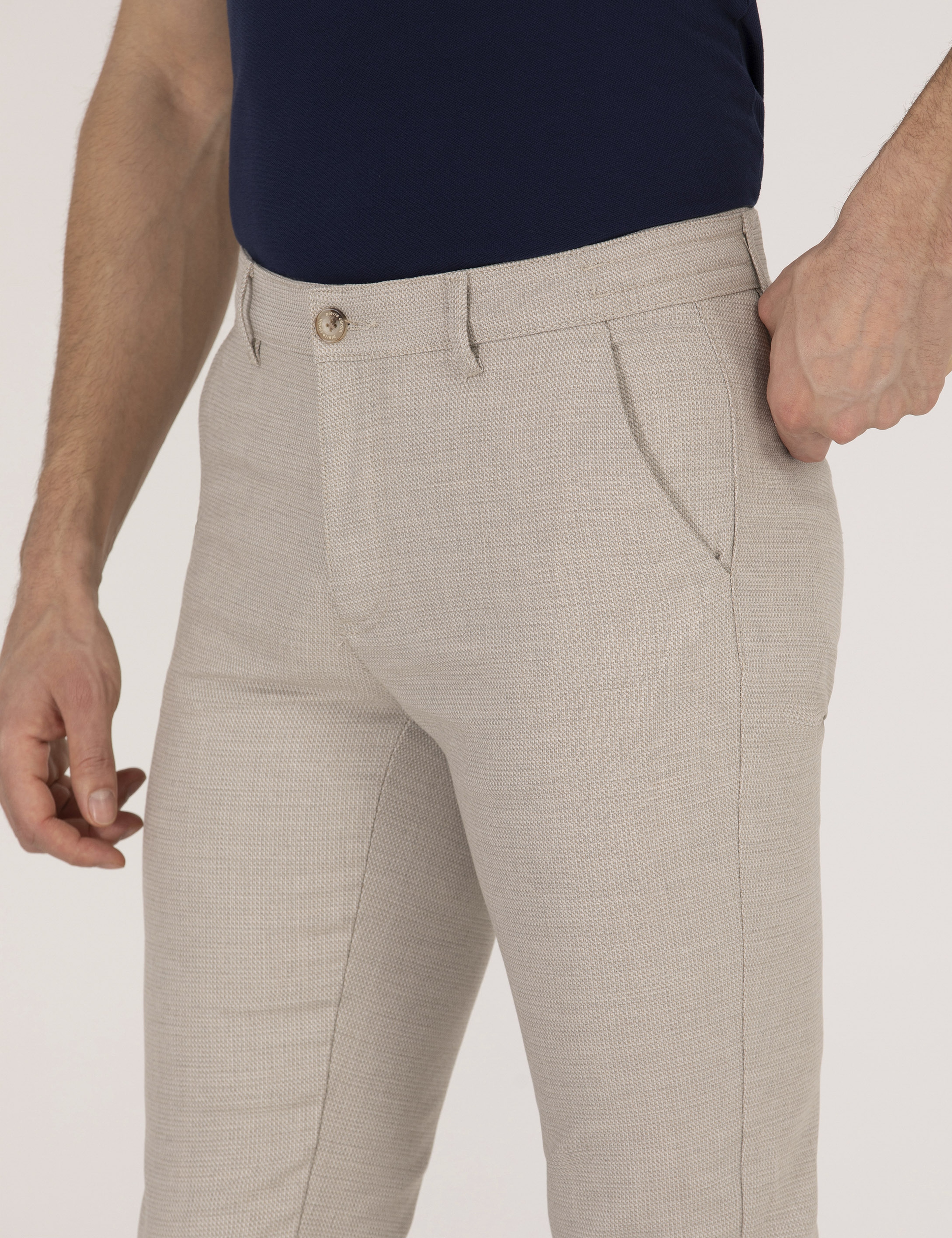 Vizon Slim Fit Beli Lastikli Chino Pantolon