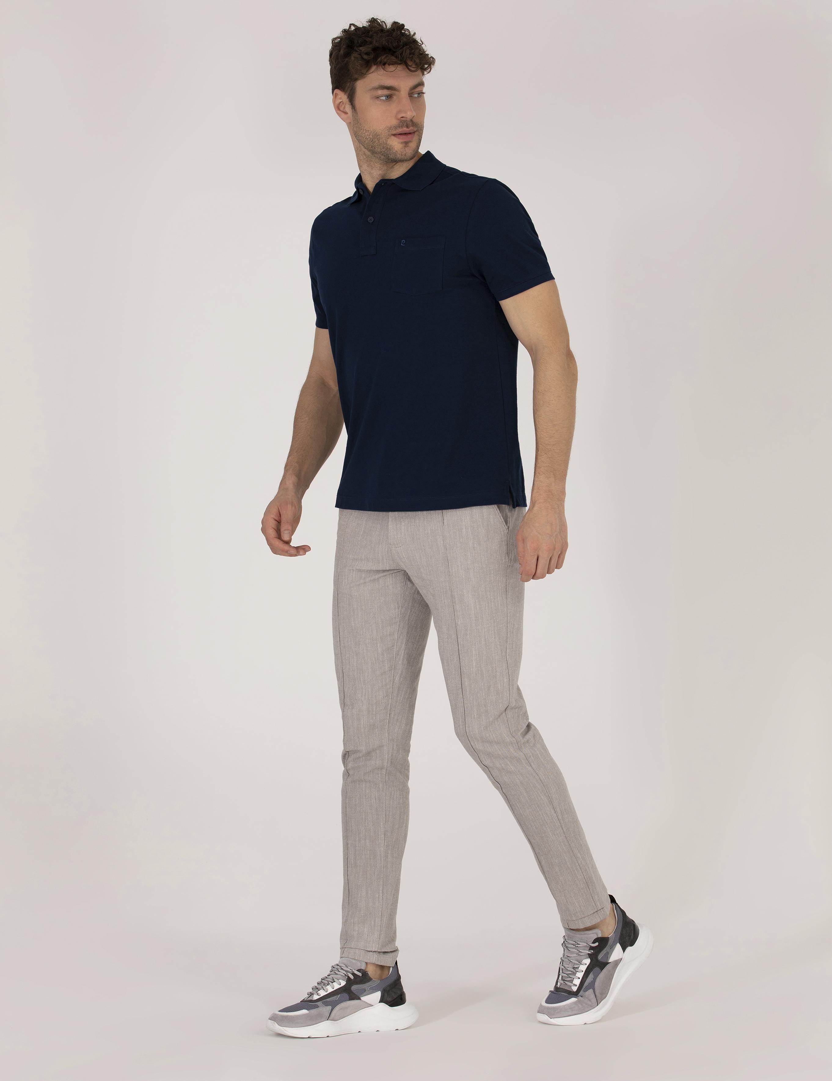 Koyu Bej Slim Fit Belden Bağlamalı Chino Pantolon