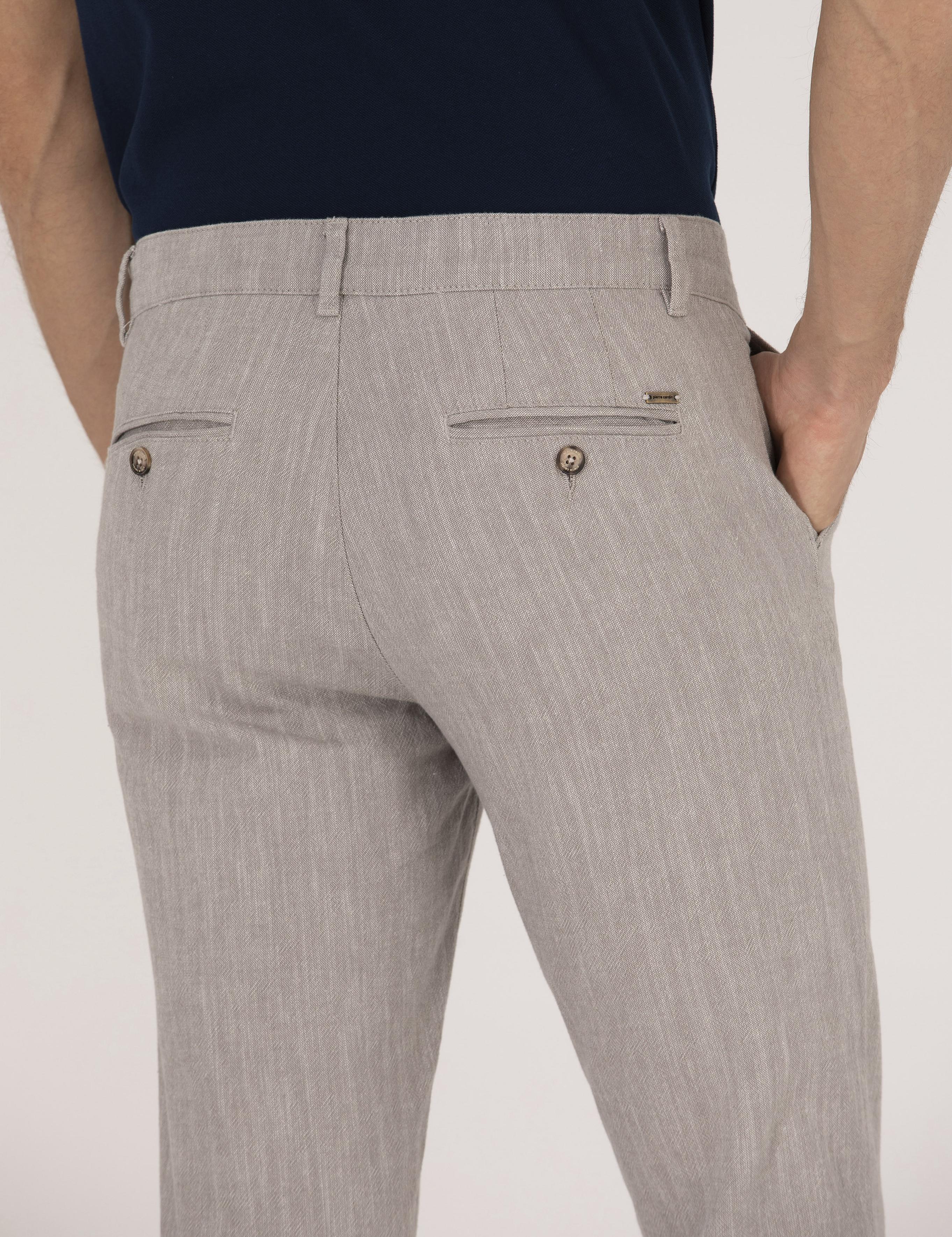 Koyu Bej Slim Fit Belden Bağlamalı Chino Pantolon