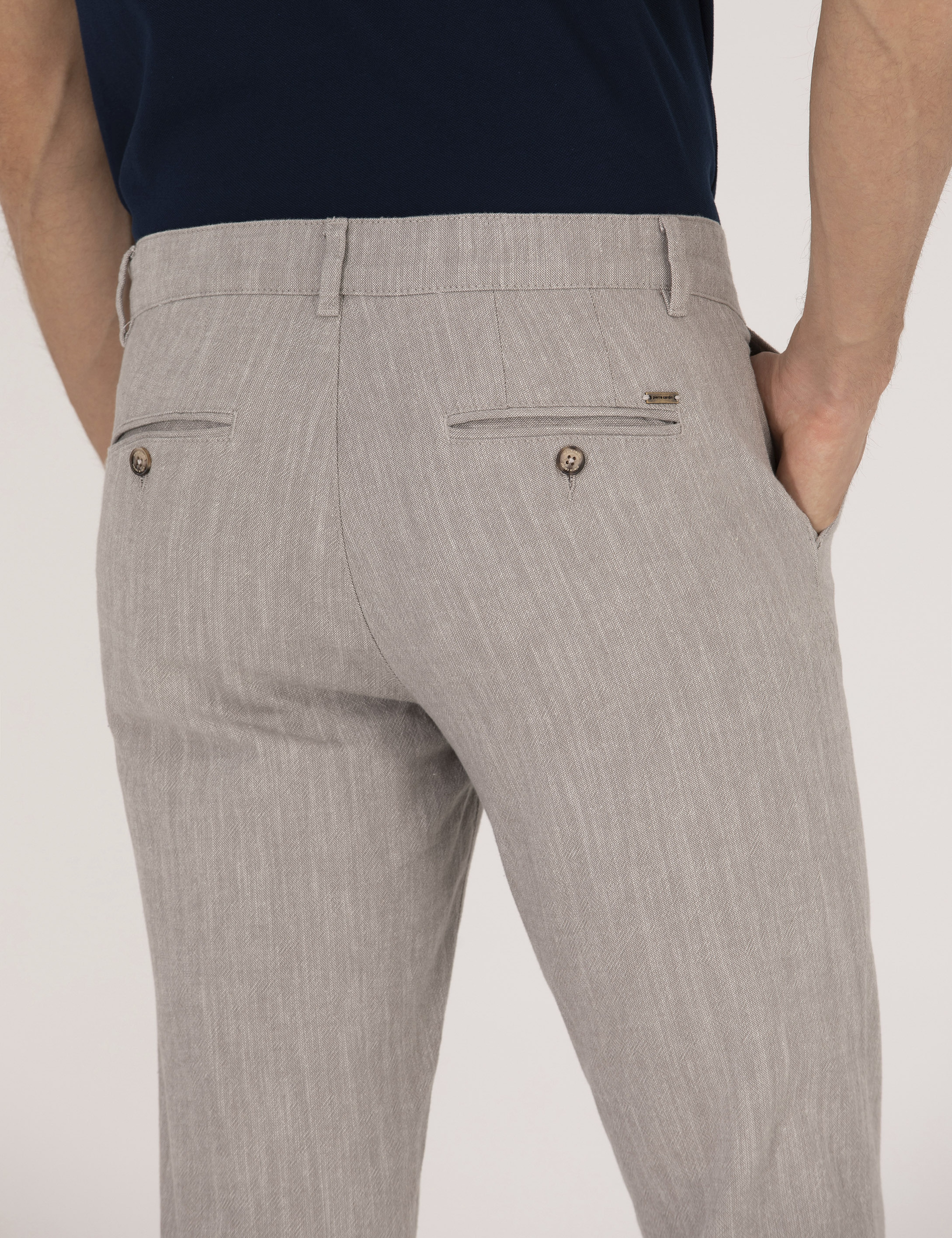 Koyu Bej Slim Fit Belden Bağlamalı Chino Pantolon - Image 3