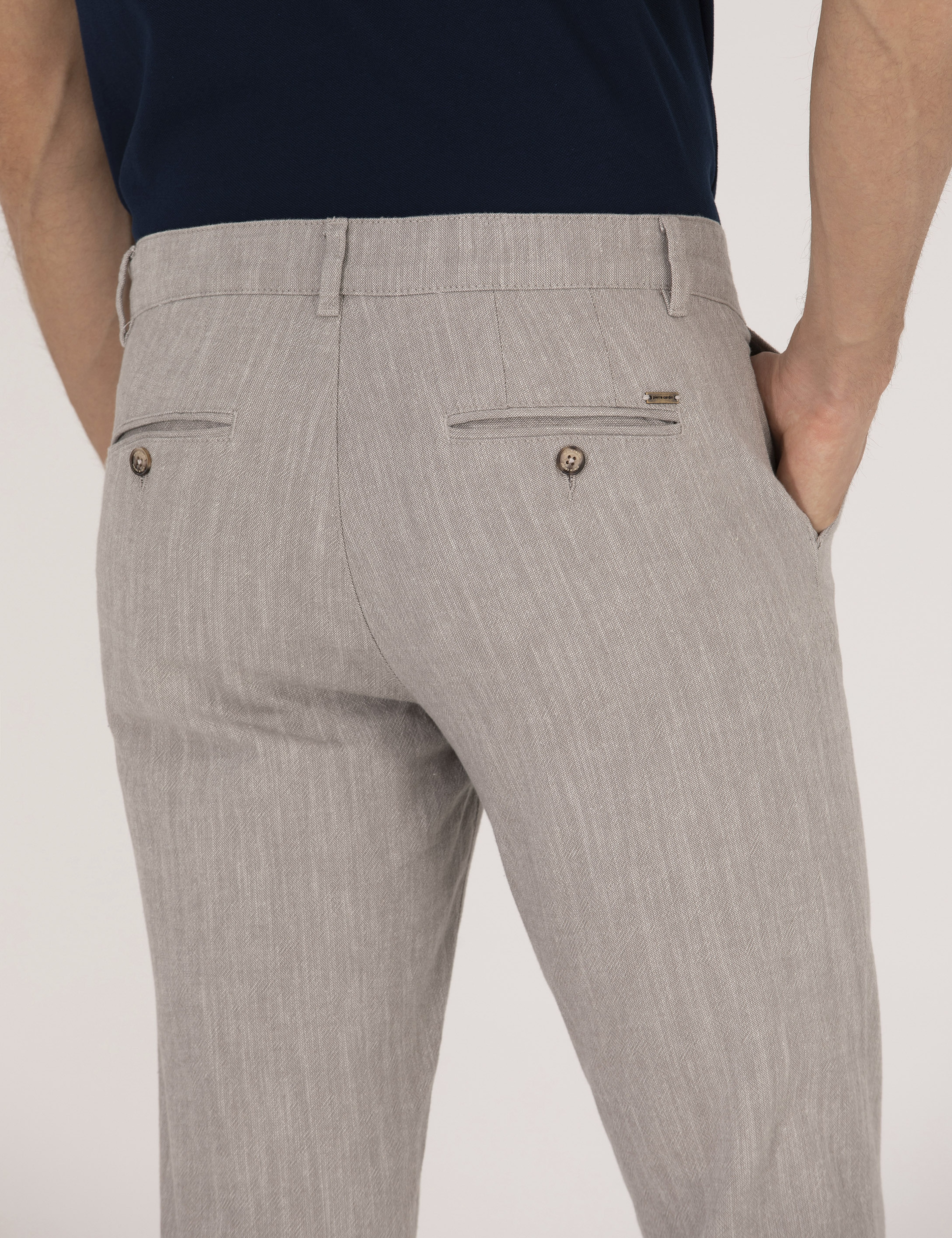 Koyu Bej Slim Fit Belden Bağlamalı Chino Pantolon