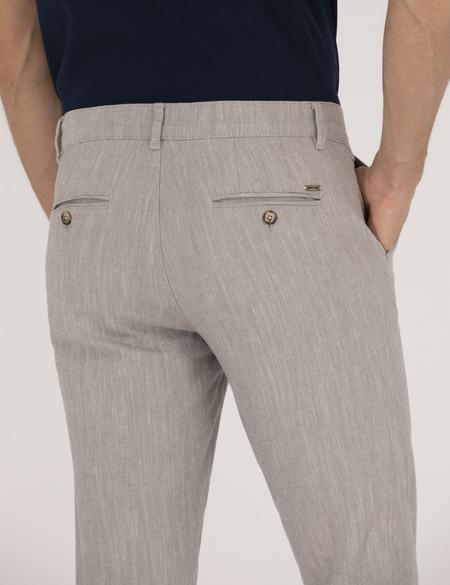 Koyu Bej Slim Fit Belden Bağlamalı Chino Pantolon - 50271280059