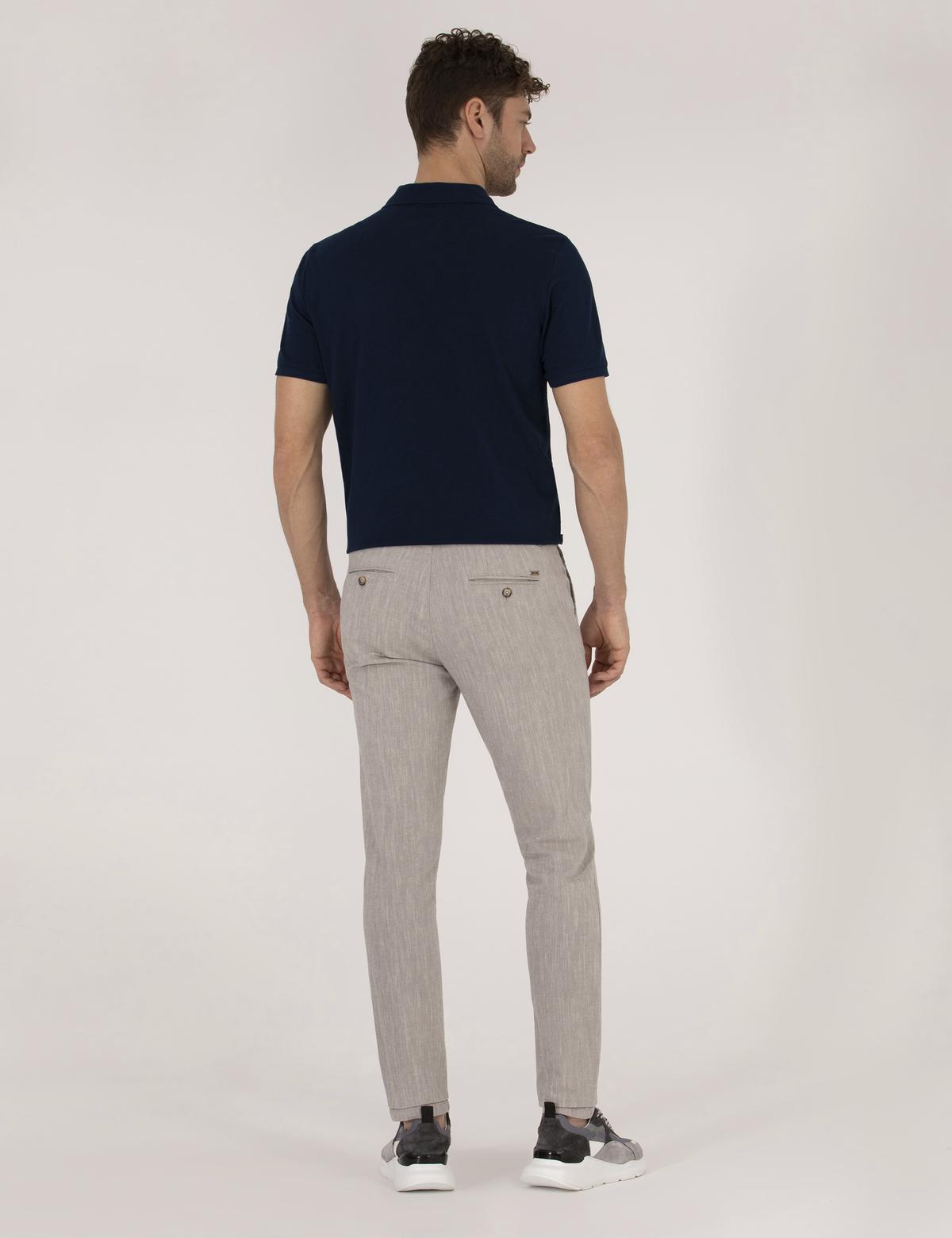 Koyu Bej Slim Fit Belden Bağlamalı Chino Pantolon - 50271280059