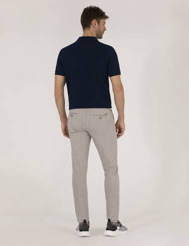 Koyu Bej Slim Fit Belden Bağlamalı Chino Pantolon