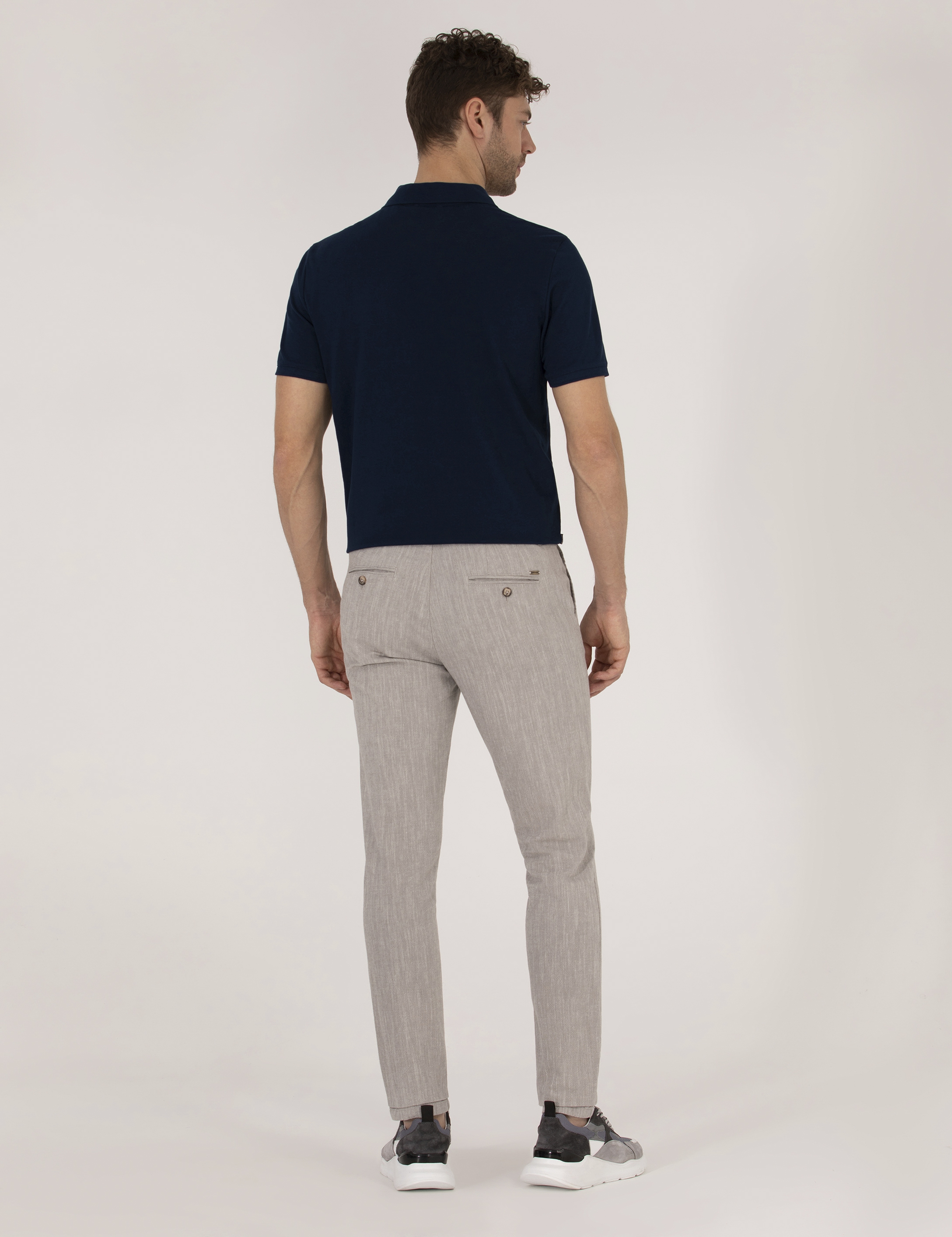 Koyu Bej Slim Fit Belden Bağlamalı Chino Pantolon - Image 6