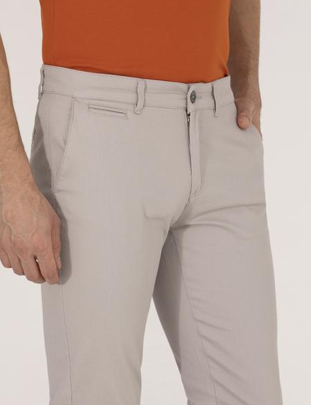 Gri Armürlü Slim Fit Chino Pantolon - 50271283311