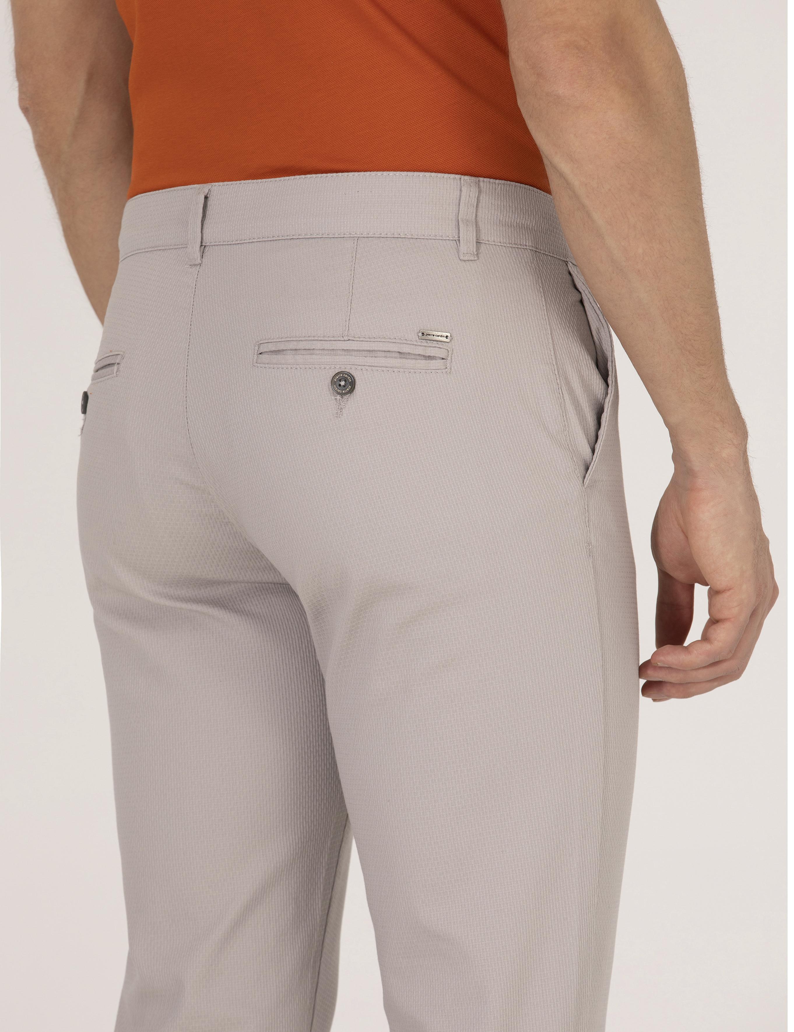 Gri Armürlü Slim Fit Chino Pantolon