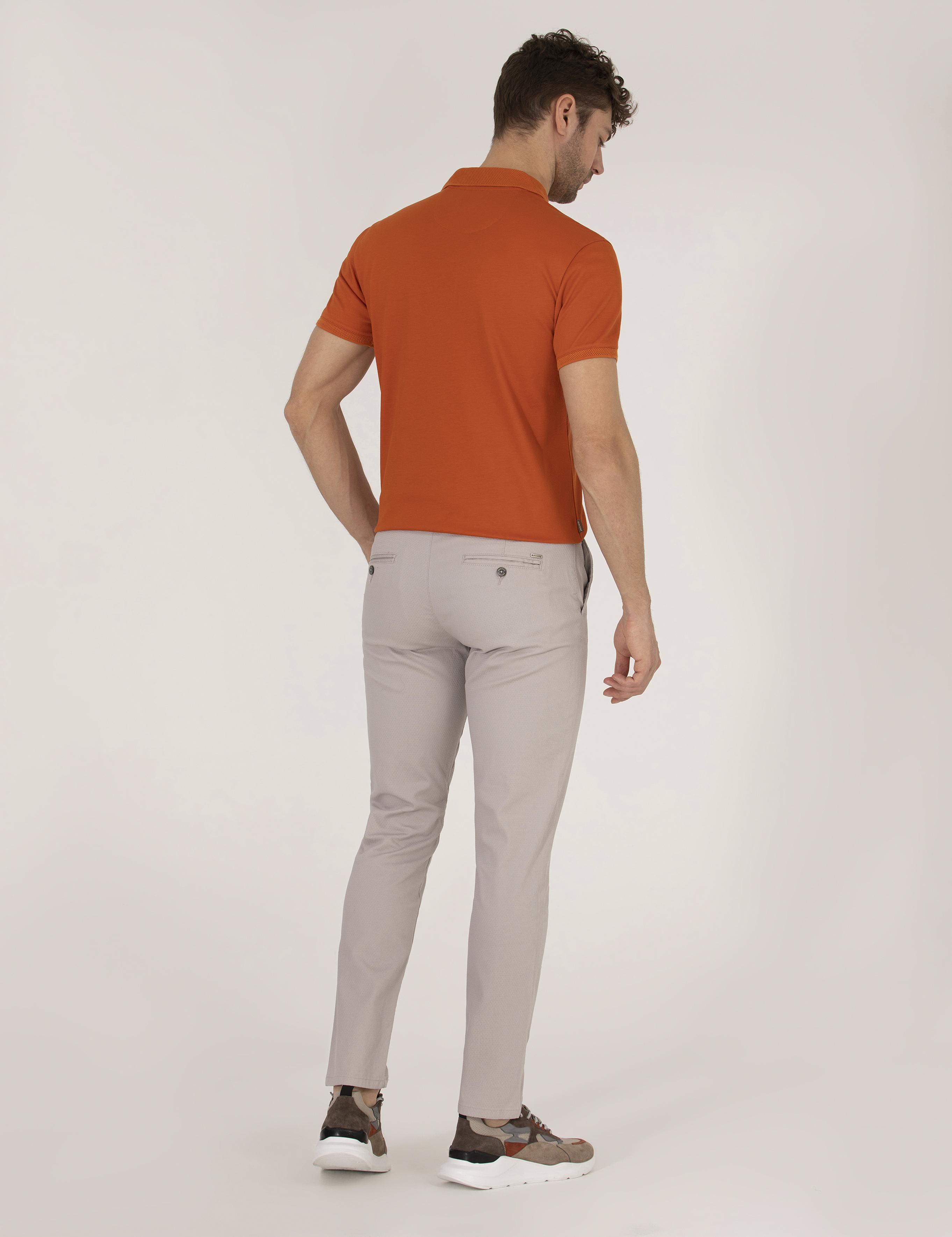 Gri Armürlü Slim Fit Chino Pantolon