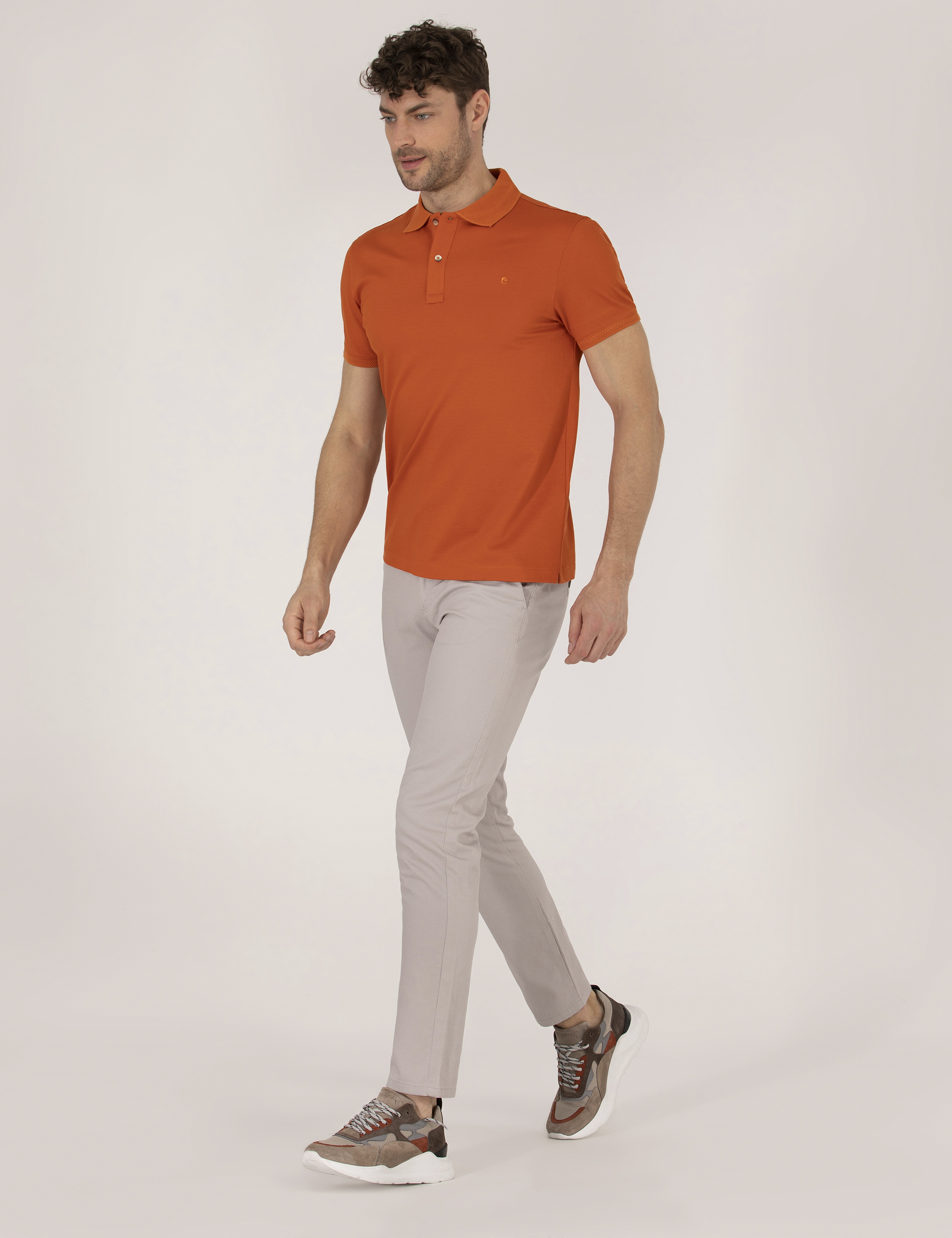 Gri Armürlü Slim Fit Chino Pantolon - Image 3