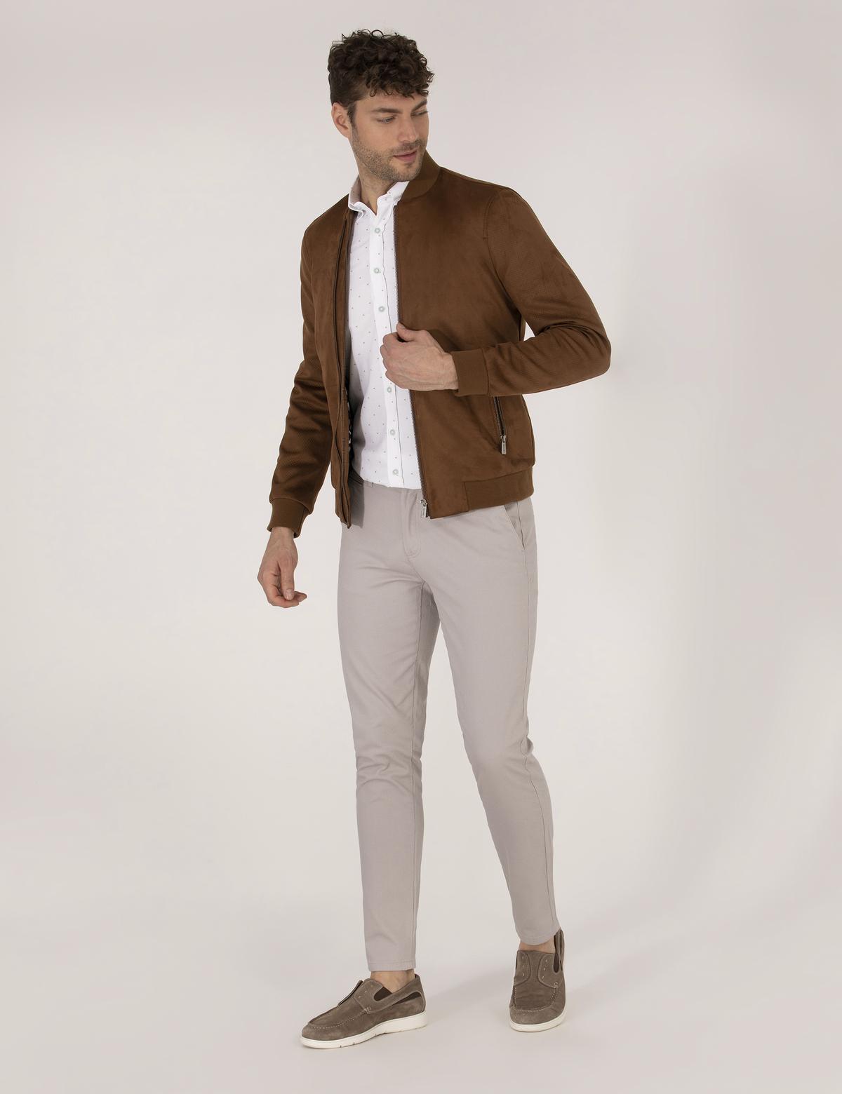 Kahverengi Deri Ceket - 50273468003