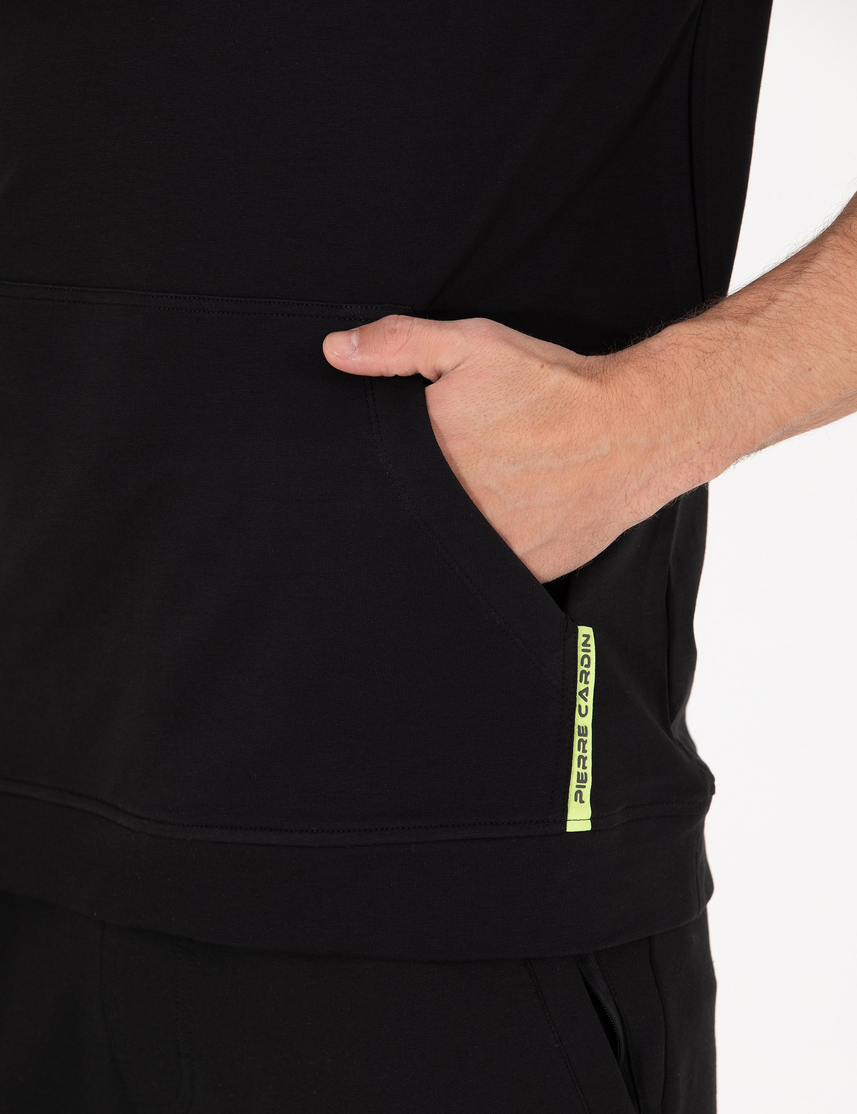 Siyah Regular Fit Kapüşonlu Tişört