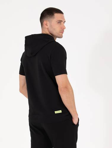 Siyah Regular Fit Kapüşonlu Tişört