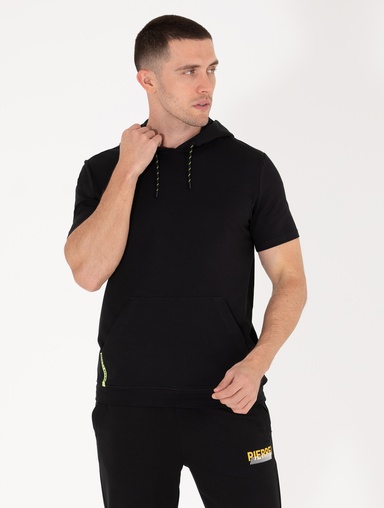 Siyah Regular Fit Kapüşonlu Tişört