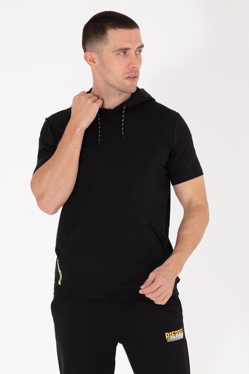 Siyah Regular Fit Kapüşonlu Tişört