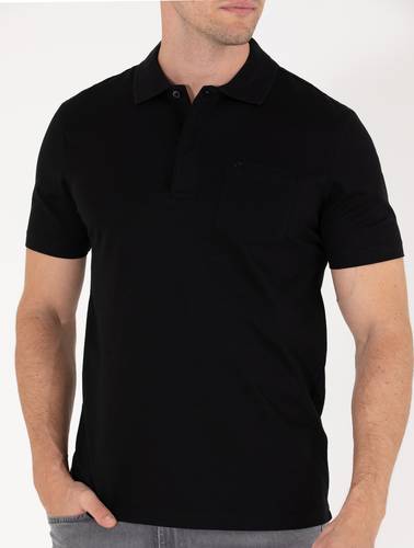 Siyah Regular Fit Polo Yaka Merserize Tişört