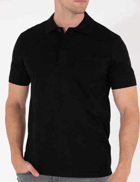 Siyah Regular Fit Polo Yaka Merserize Tişört - 50262668039