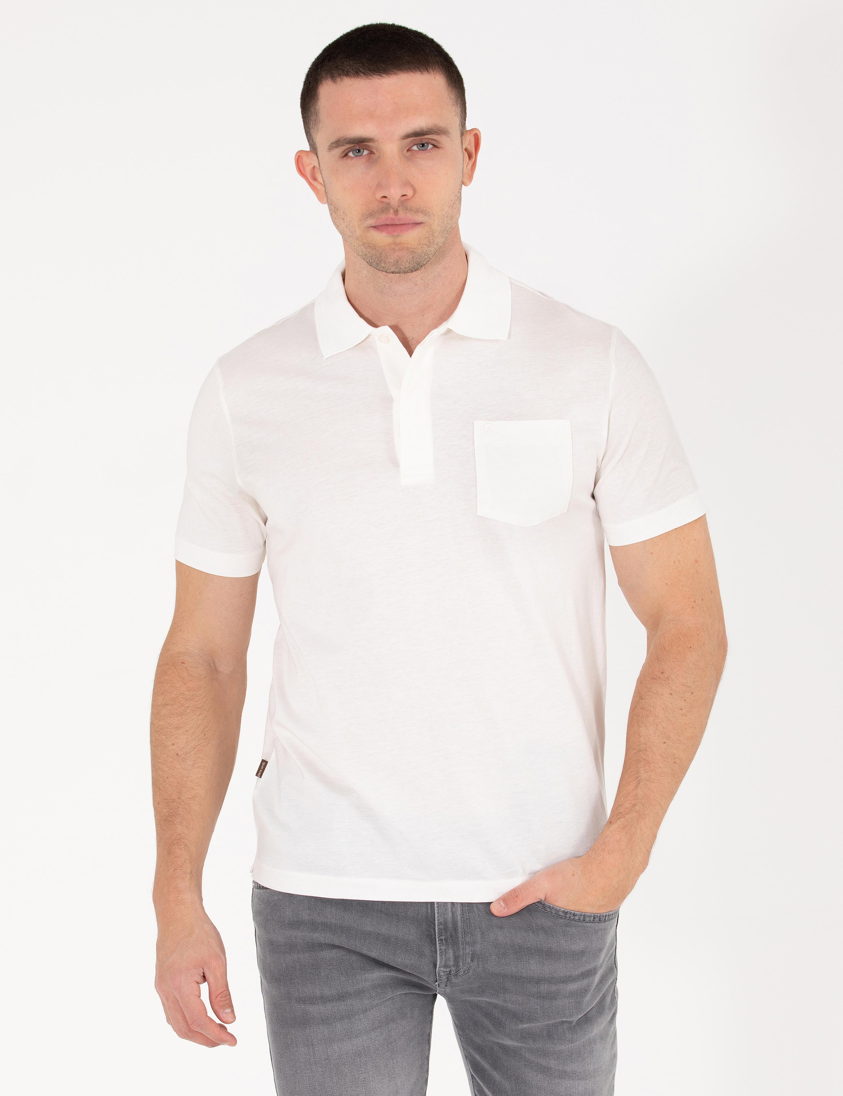 Beyaz Regular Fit Polo Yaka Merserize Tişört