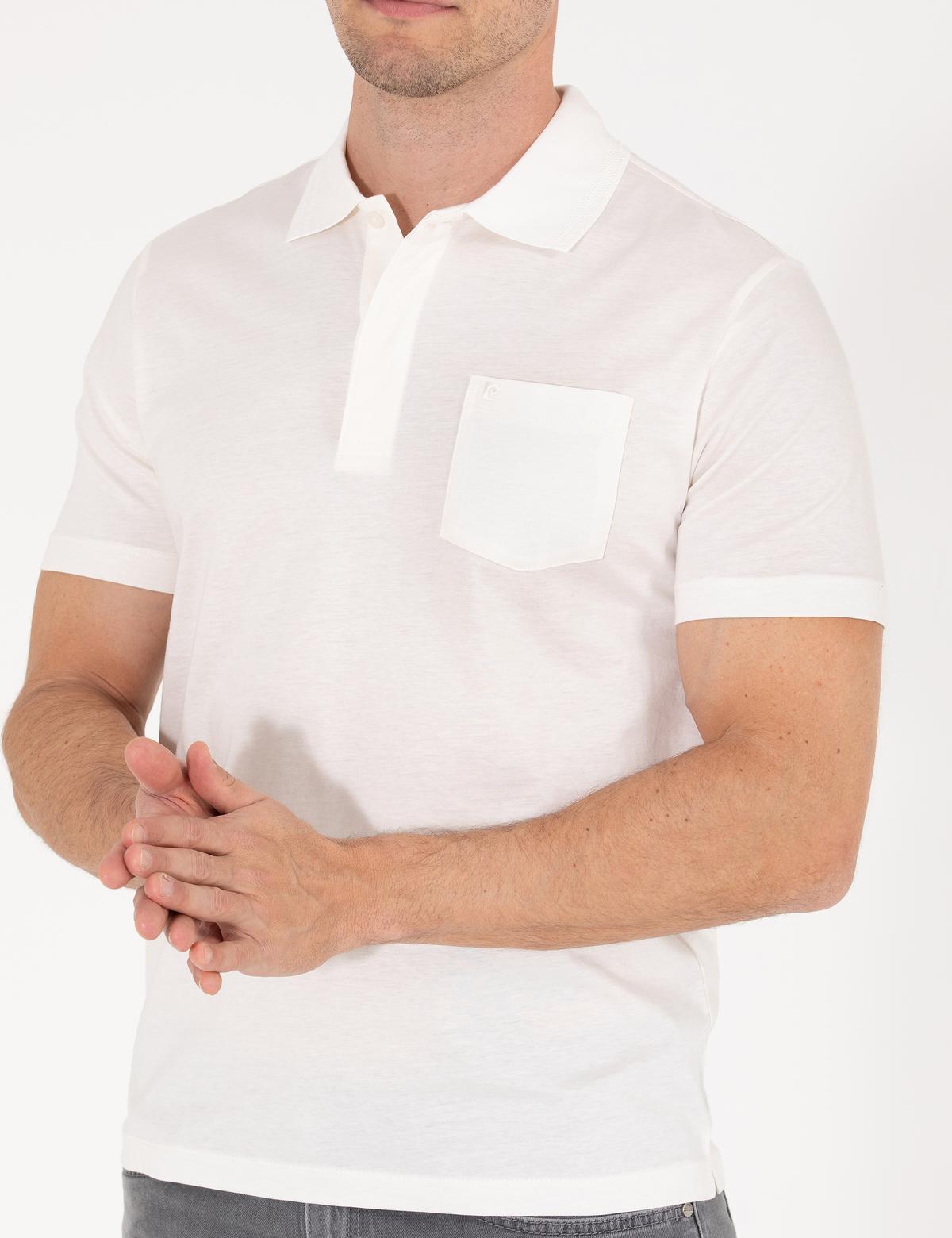 Beyaz Regular Fit Polo Yaka Merserize Tişört - 50262668049