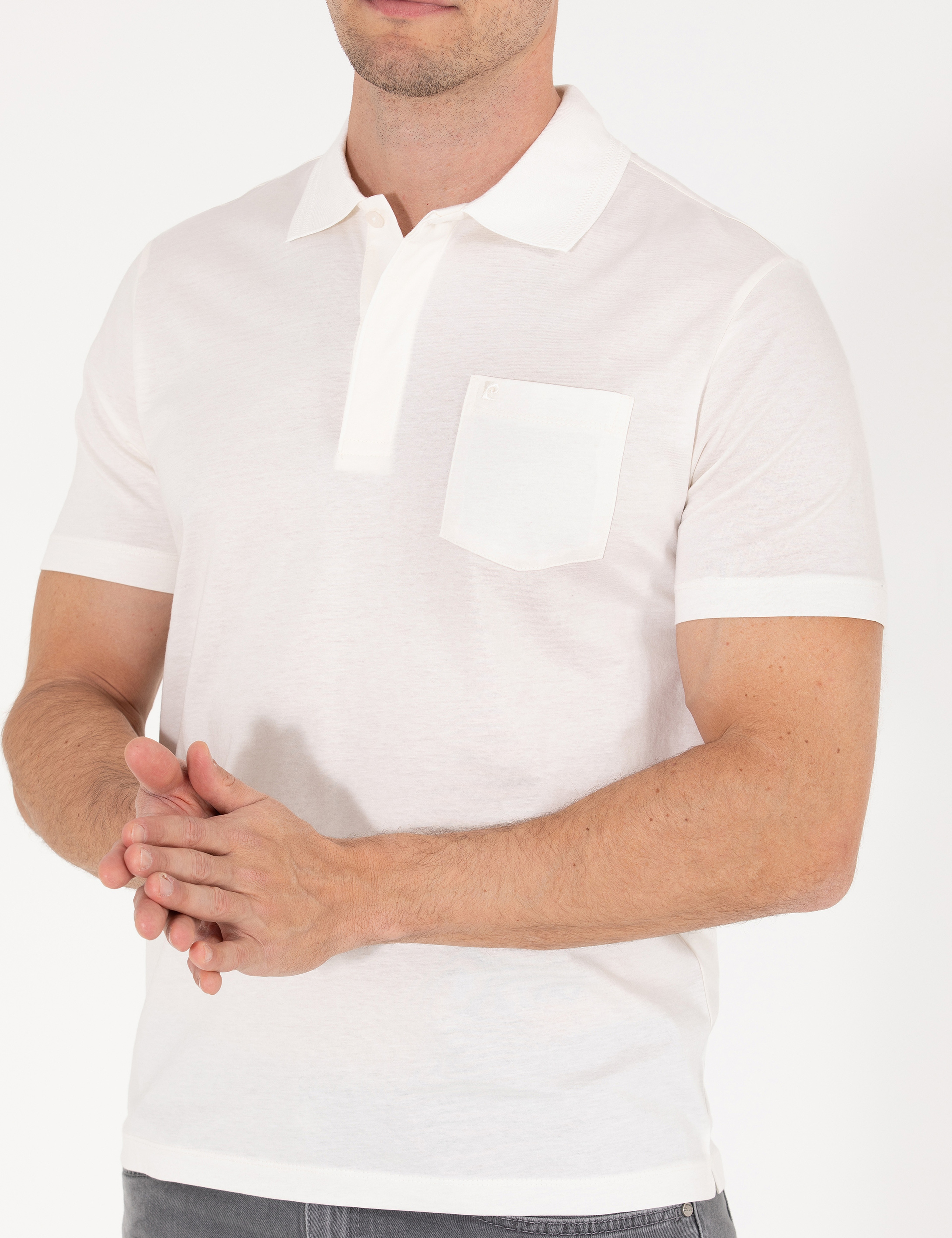Beyaz Regular Fit Polo Yaka Merserize Tişört