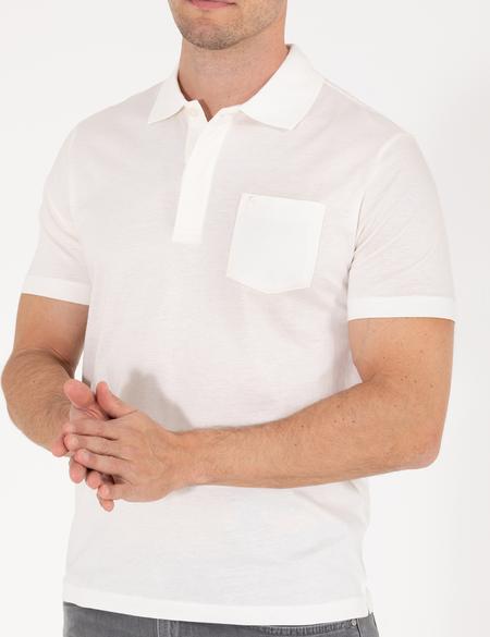 Beyaz Regular Fit Polo Yaka Merserize Tişört - 50262668049