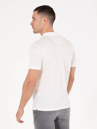 Beyaz Regular Fit %100 Pamuk  Merserize Düğmeli Polo Yaka Basic Tişört