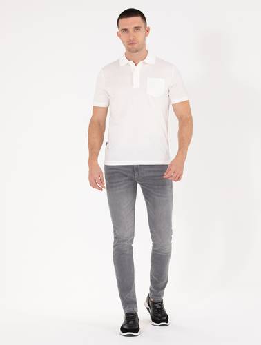 Beyaz Regular Fit %100 Pamuk  Merserize Düğmeli Polo Yaka Basic Tişört
