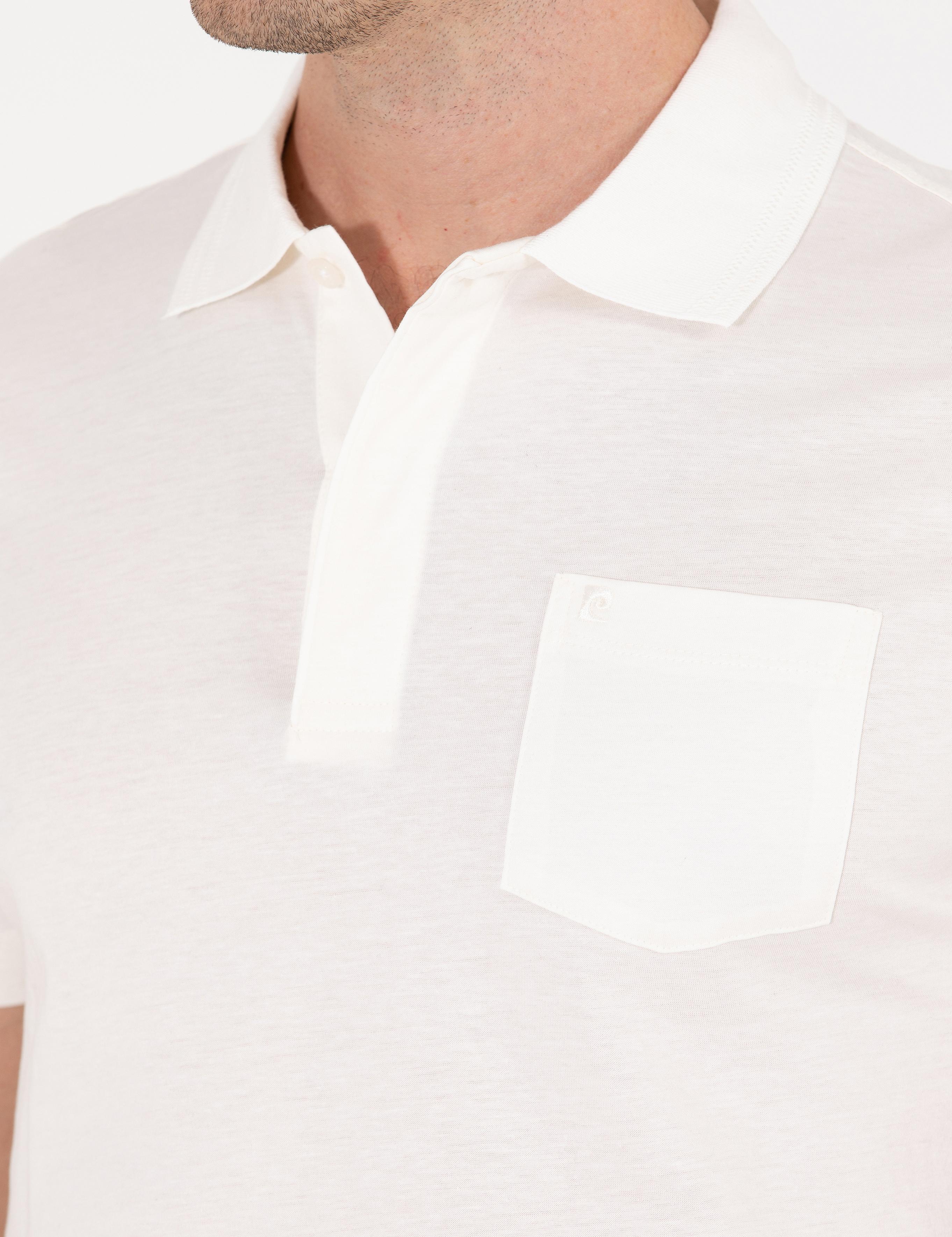 Beyaz Regular Fit Polo Yaka Merserize Tişört