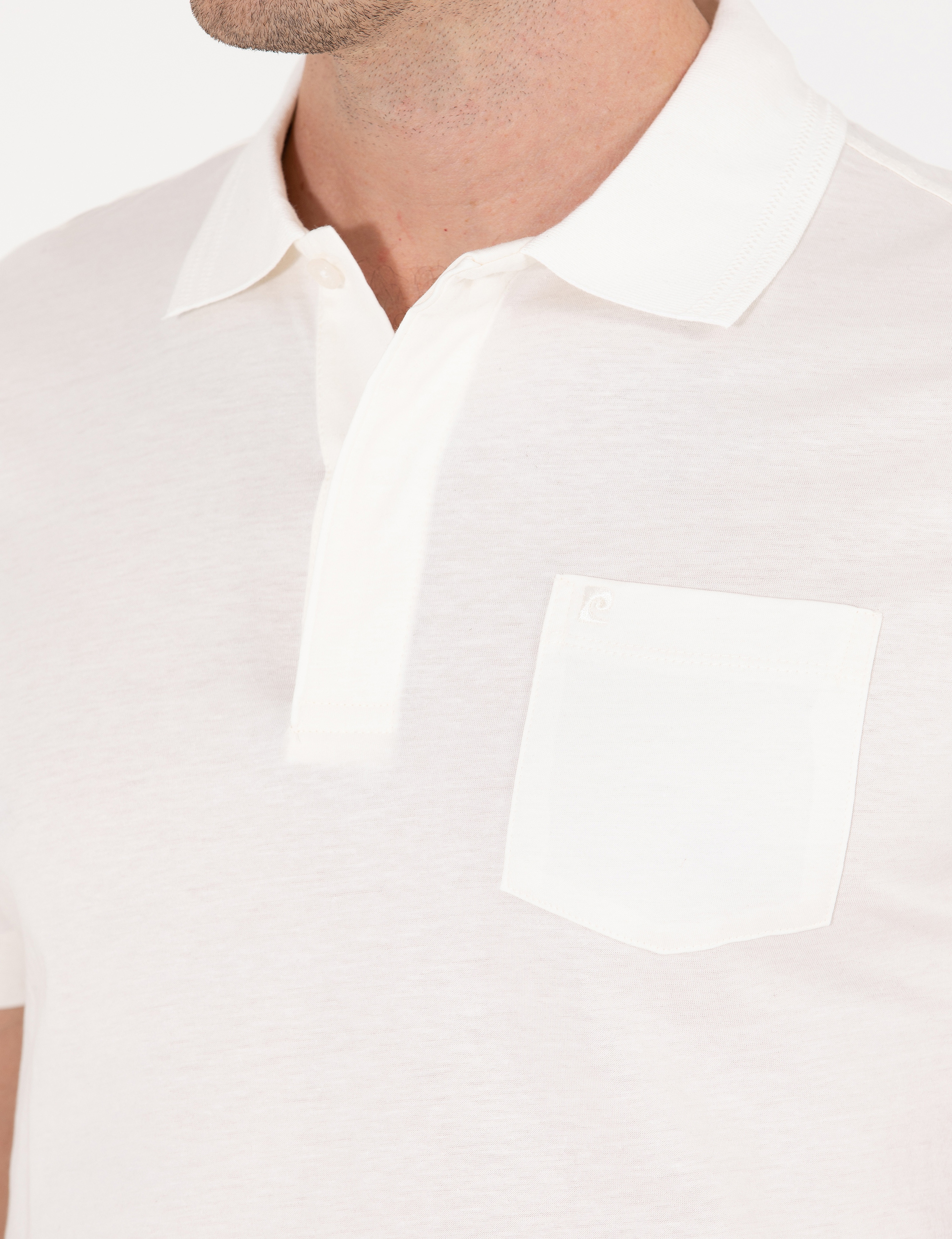 Beyaz Regular Fit Polo Yaka Merserize Tişört