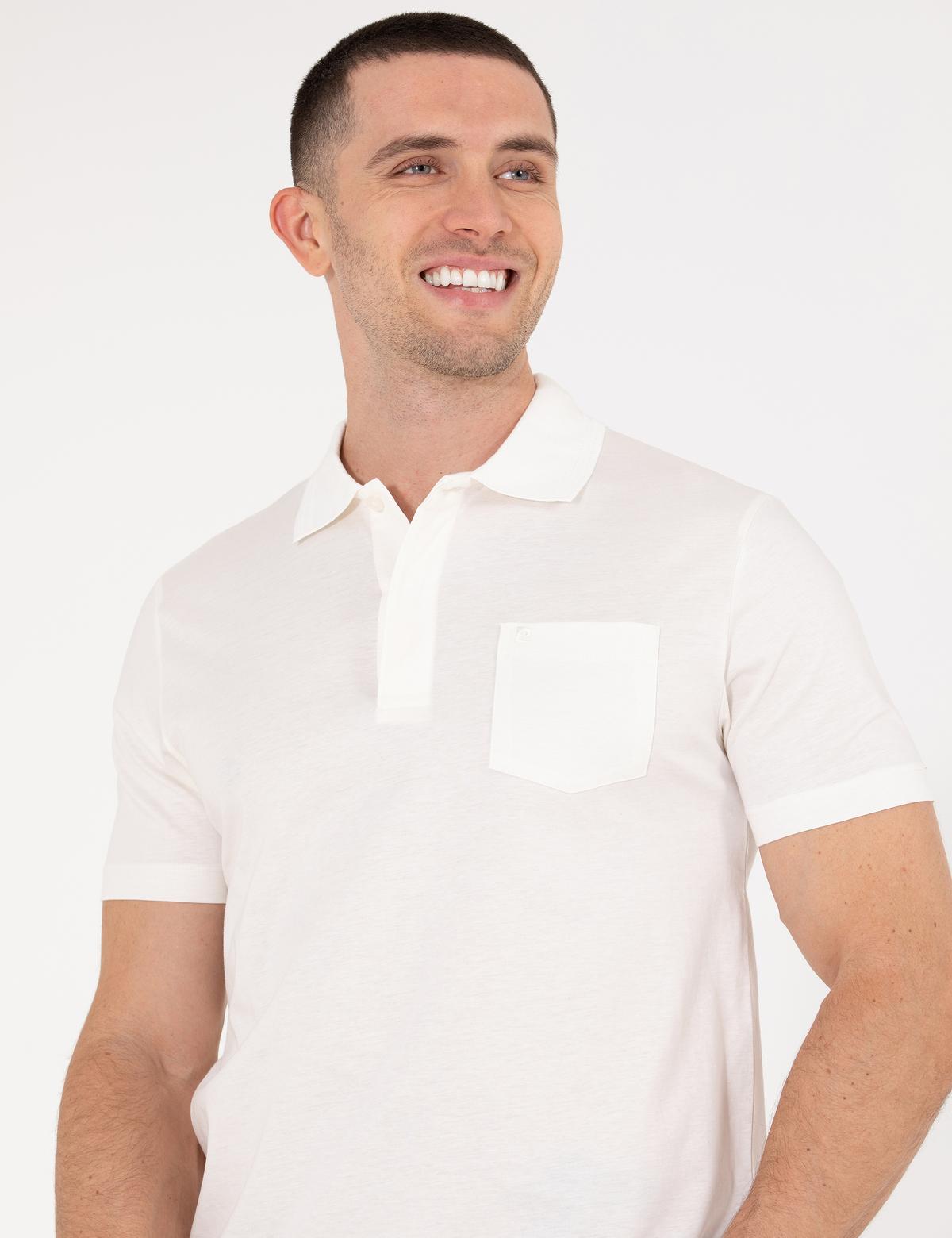 Beyaz Regular Fit Polo Yaka Merserize Tişört