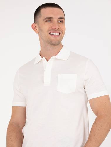 Beyaz Regular Fit %100 Pamuk  Merserize Düğmeli Polo Yaka Basic Tişört