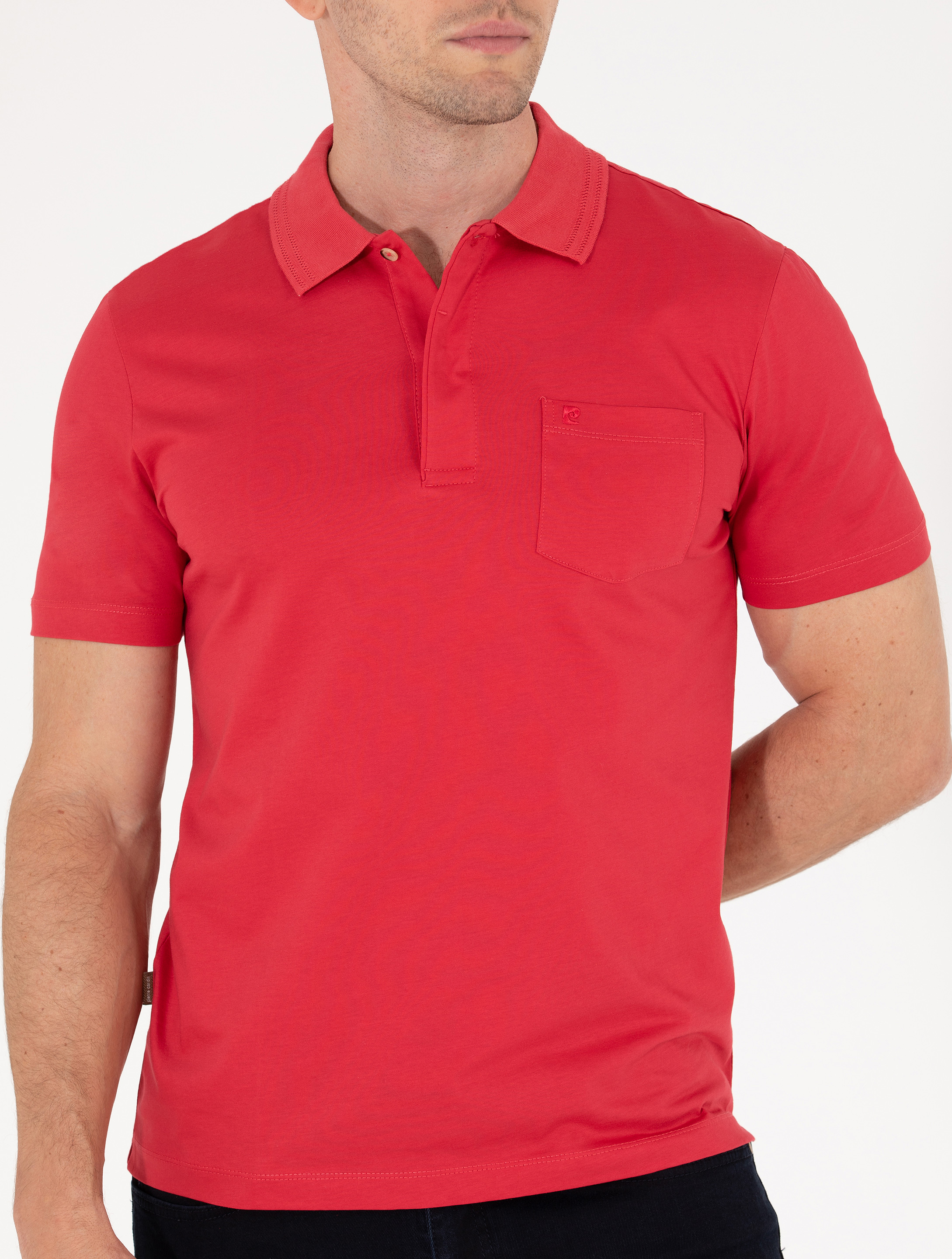 Pierre Cardin Kırmızı Regular Fit %100 Pamuk Merserize Düğmeli Polo Yaka Basic Tişört görsel 6