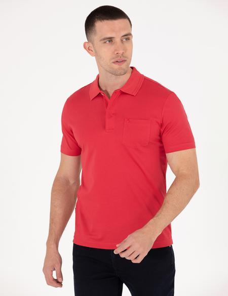 Kırmızı Regular Fit Polo Yaka Merserize Tişört - 50262668052