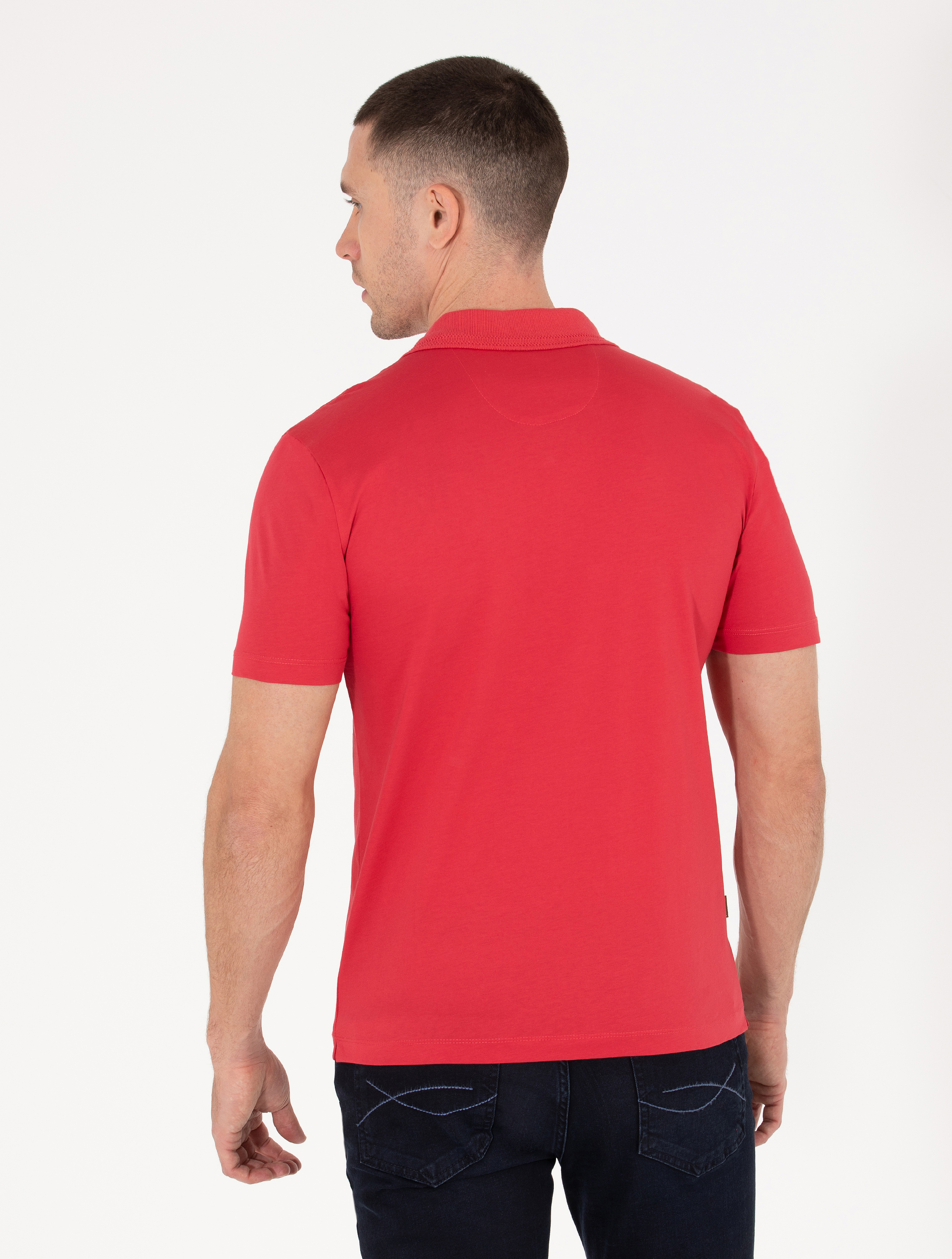 Pierre Cardin Kırmızı Regular Fit %100 Pamuk Merserize Düğmeli Polo Yaka Basic Tişört görsel 5